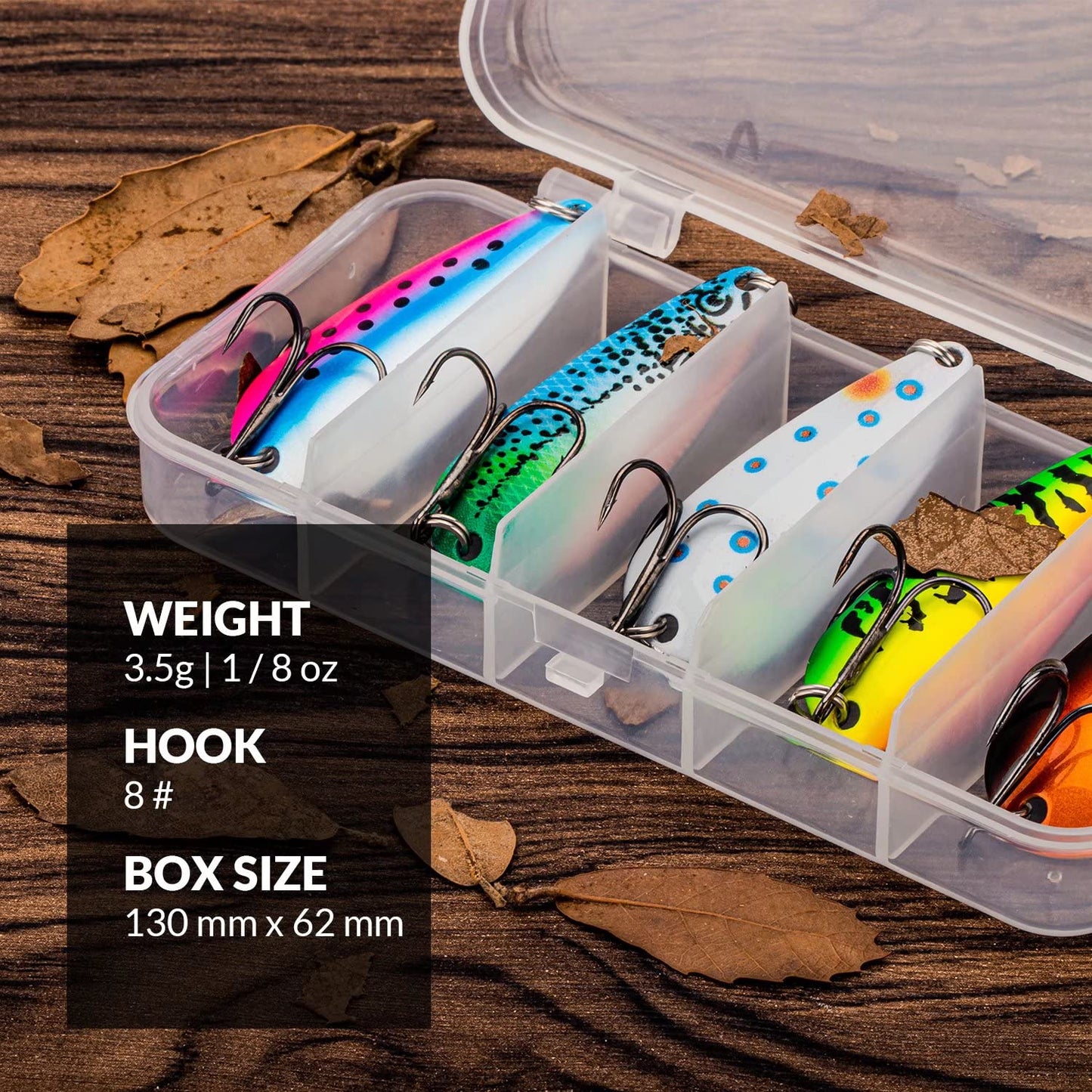 THKFISH 5pcs Saltwater Fishing Lures, Fishing Spoons with Durable Treble Hooks, Jigs Lure for Tuna Salmon Grouper, Sea Fish Jigging Lure, Trolling Spoon for Bass Fish with Tackle Box