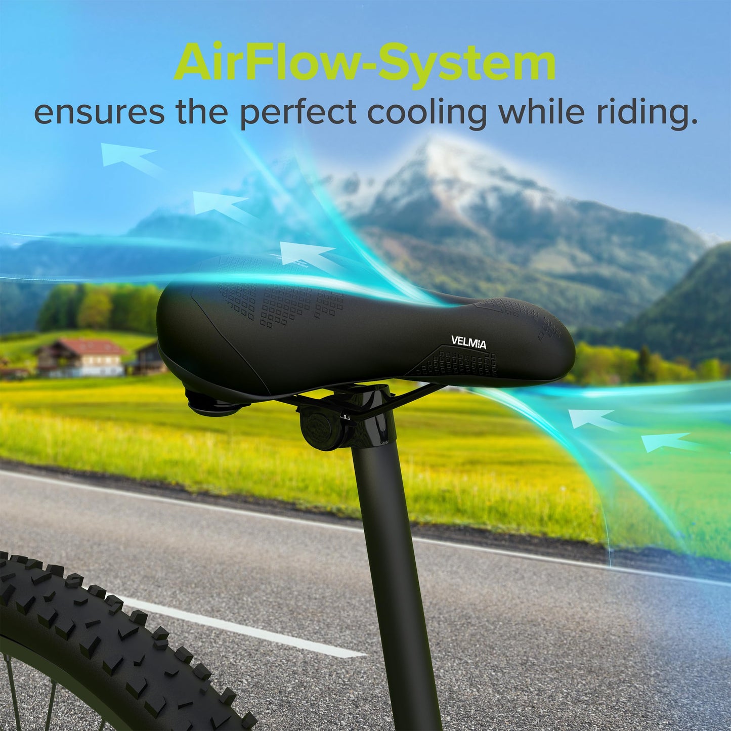 VELMIA Bike Seat Designed in Germany, Made of Comfy Memory Foam I Bicycle Seat for Men and Women, Waterproof Bike Saddle with Smart Zone-Concept I Exercise, for BMX, MTB & Road