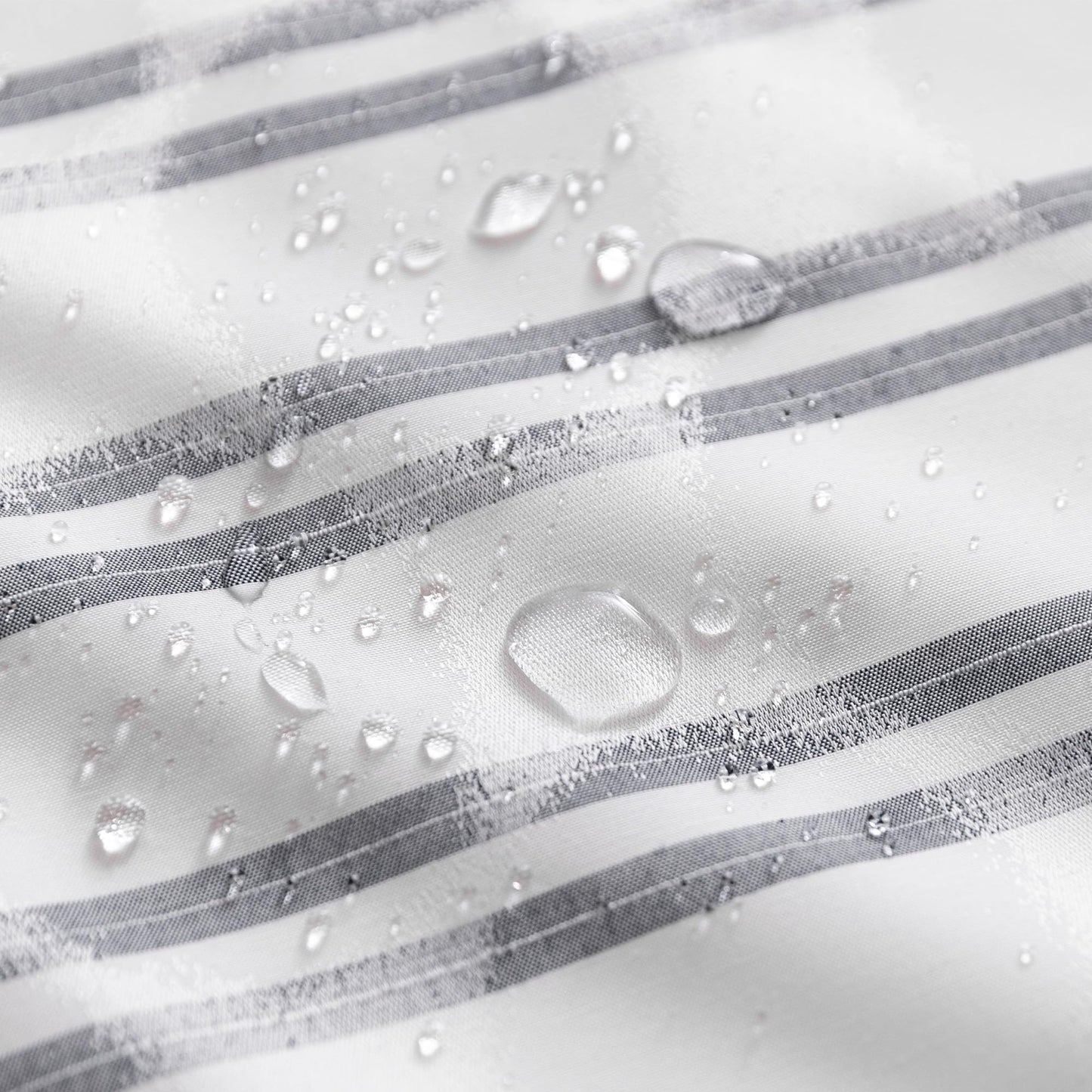 Amazon Basics Geometric Jacquard Fabric Shower Curtain for Bathroom, Lightweight, Waterproof and Washable, 72" W x 72" L, Grey Striped