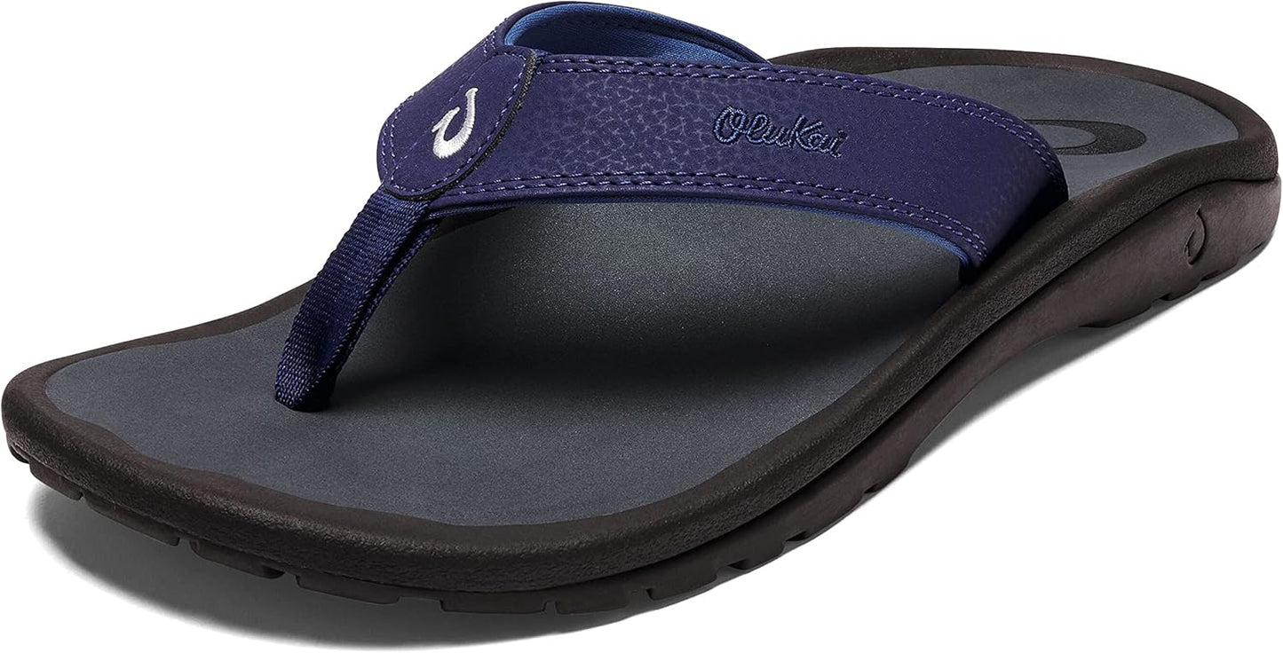 OLUKAI Ohana Men's Beach Sandals, Water Resistant Flip Flops, Arch Support & Comfort Fit, Lightweight & Durable, Enhanced Grip & Traction