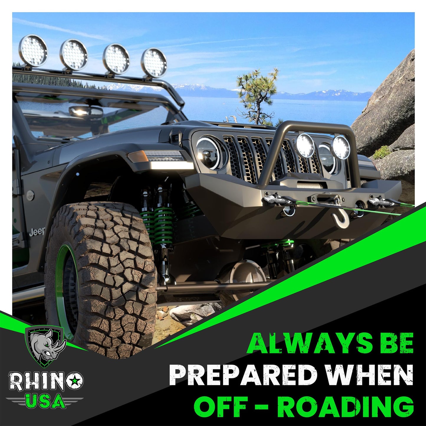 Rhino USA D Ring Shackles (2-Pack) - 41,850lb Break Strength – Heavy Duty 3/4" Clevis Shackle with 7/8 Pin for Towing & Off-Road Use - Pairs with Tow Strap for Vehicle Recovery (Black)