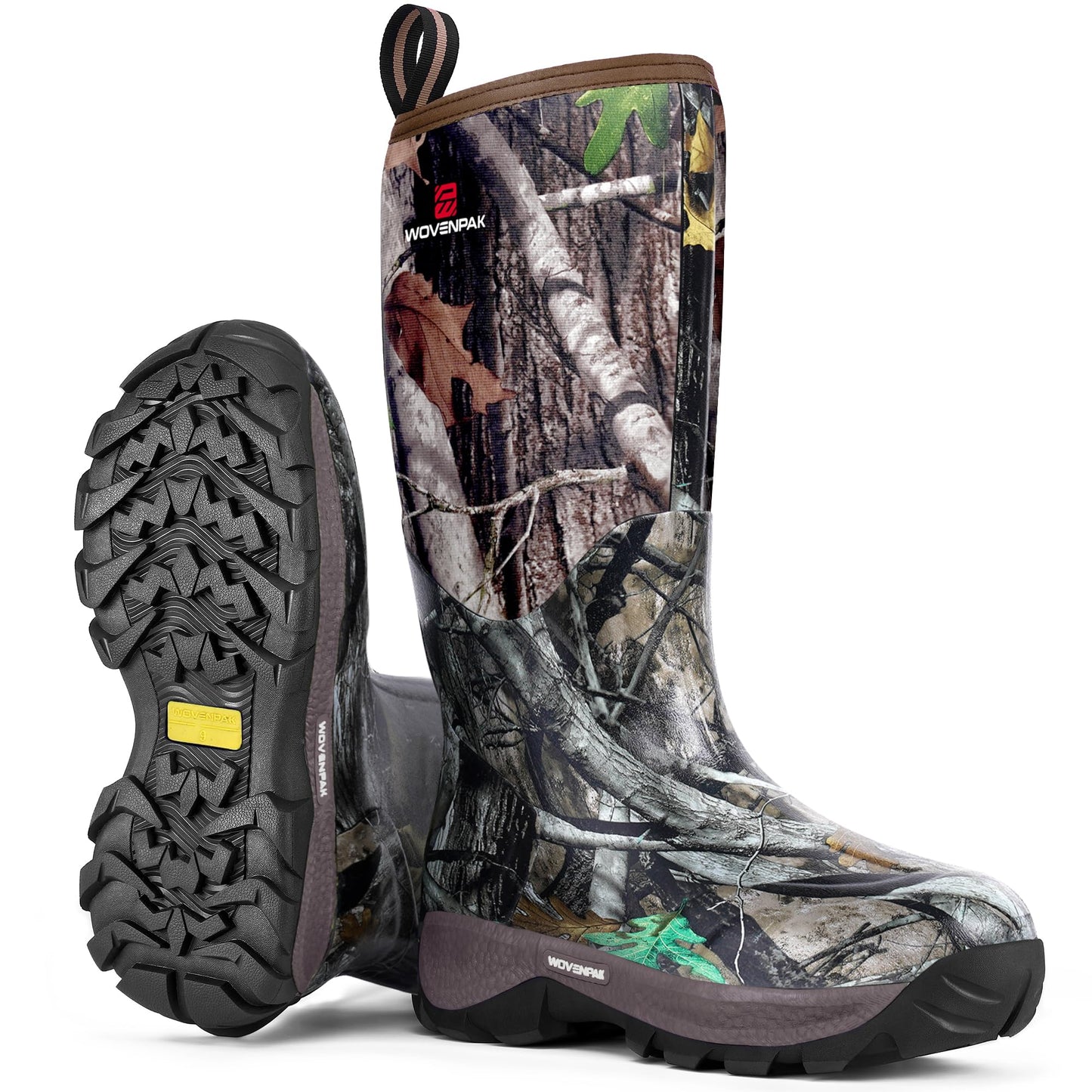 WOVENPAK Rubber Boots for Women, Waterproof Rain Boots Women with Steel Shank, Insulated Hunting Boots, Neoprene Garden Mud Boots All Season for Hunting, Gardening, Farming, Size 6-11