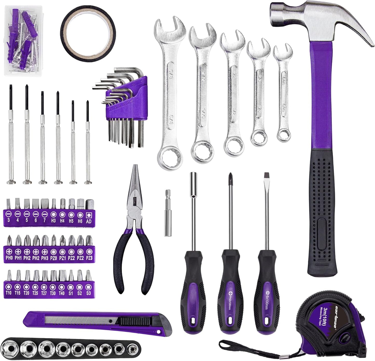CARTMAN 148 Piece Automotive and Household Tool Set Perfect for Car Enthusiasts and DIY Home Repairs