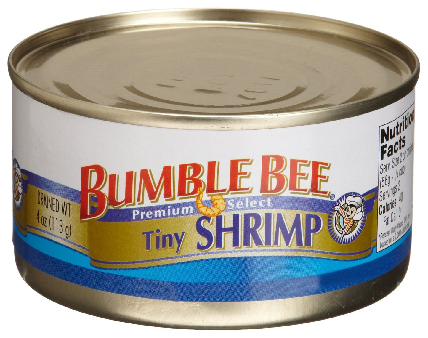 Bumble Bee Tiny Canned Shrimp, 6 oz Can - Shrimp in Water, Cooked, Peeled, Deveined - 22g Protein per Serving - Gluten Free