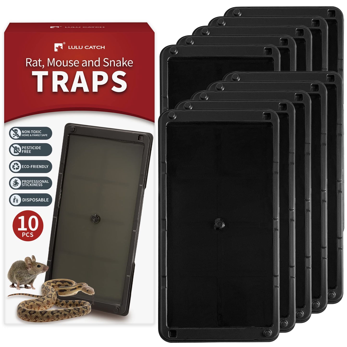 LULUCATCH Super Heavier Mouse Traps 12 Pack for Mice & Snakes with Non-Toxic Glue. Larger Sticky Traps Indoor, Easy to Set, Safe to Children & Pets