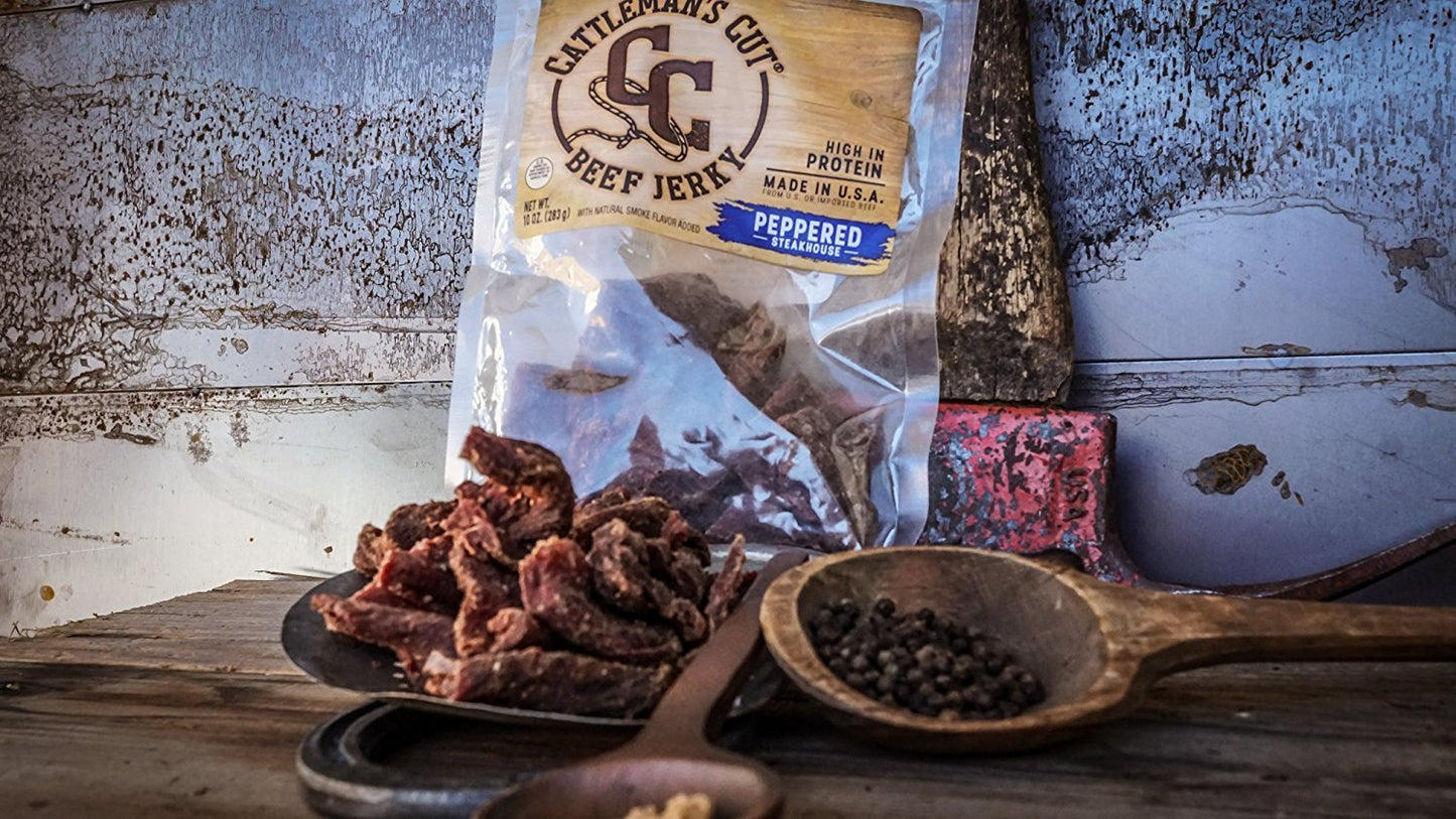 Cattleman's Cut Peppered Steakhouse Beef Jerky, 10 Ounce