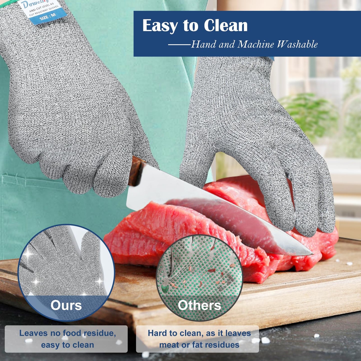 Dowellife Level 9 Cut Resistant Glove - Stainless Steel Mesh Metal Glove for Butcher, Meat Cutting, Oyster Shucking, Kitchen Mandoline, Chef Slicing, Fish Fillet (X-Large)