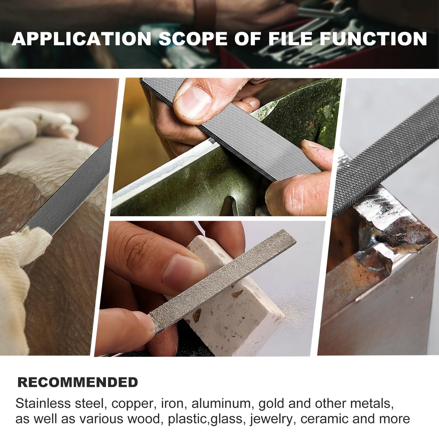 3-Piece 8" Wood Rasp File Set, Includes Flat/Half-Round/Round. For Woodworking & Sharping Wood