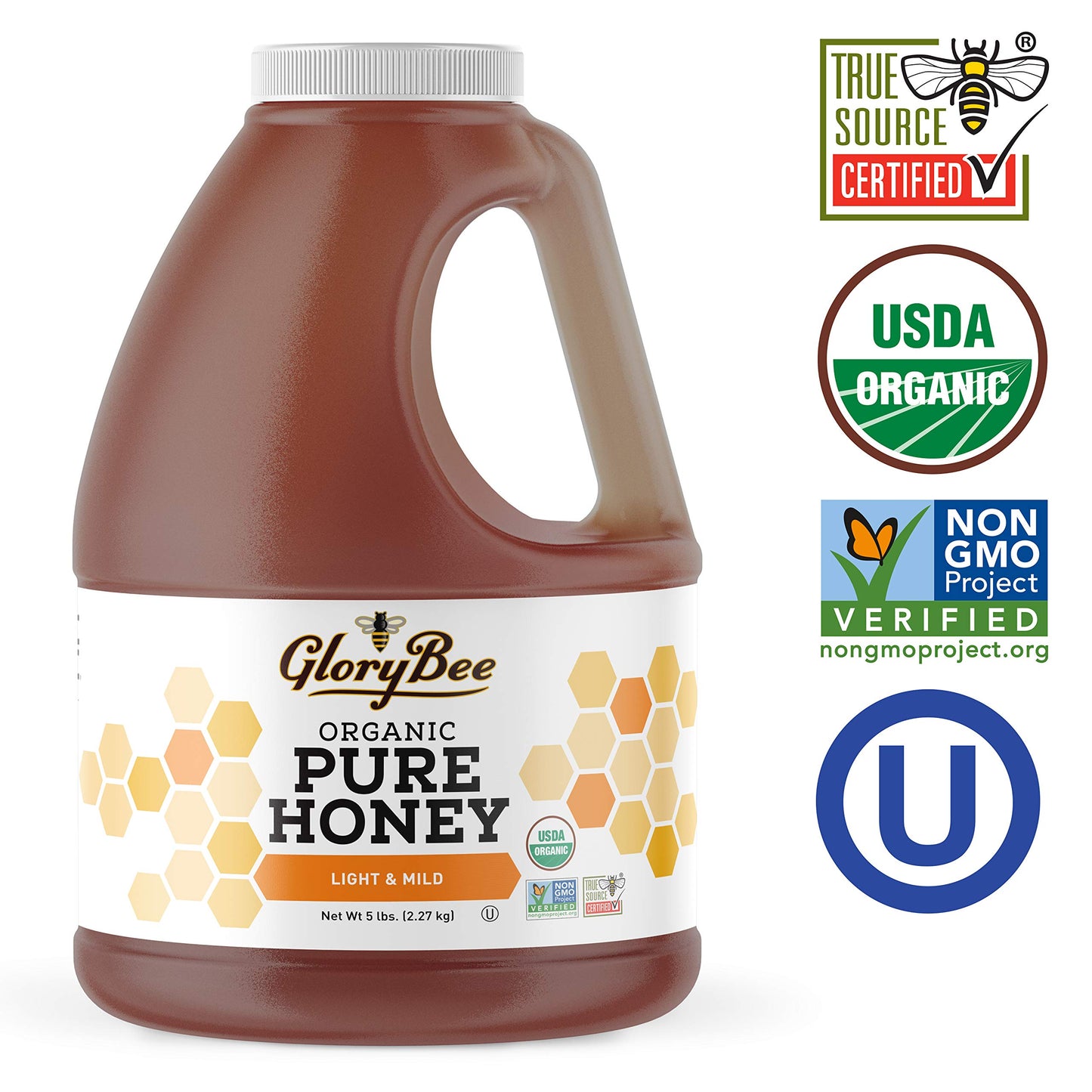 GloryBee, Pure Clover Blend Honey, 100% US Grade A Honey, 5lb