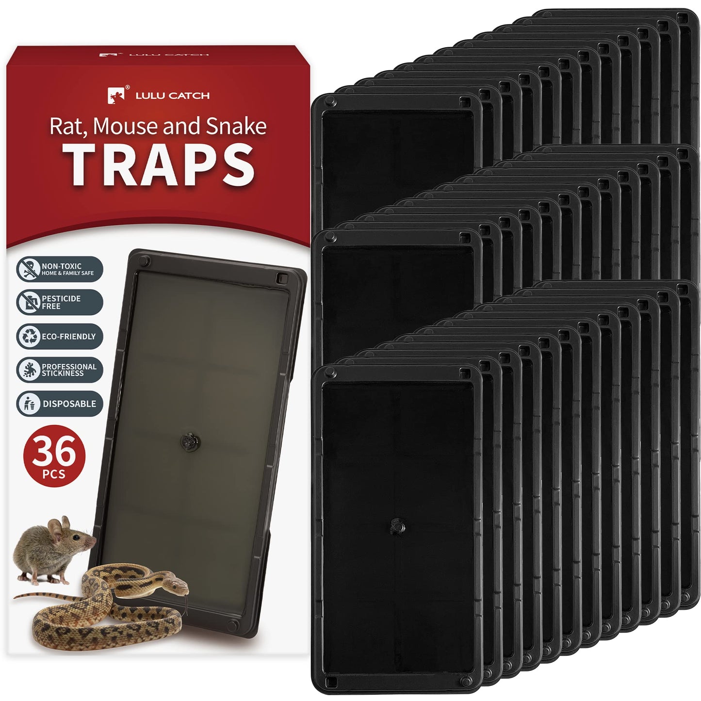 LULUCATCH Super Heavier Mouse Traps 12 Pack for Mice & Snakes with Non-Toxic Glue. Larger Sticky Traps Indoor, Easy to Set, Safe to Children & Pets