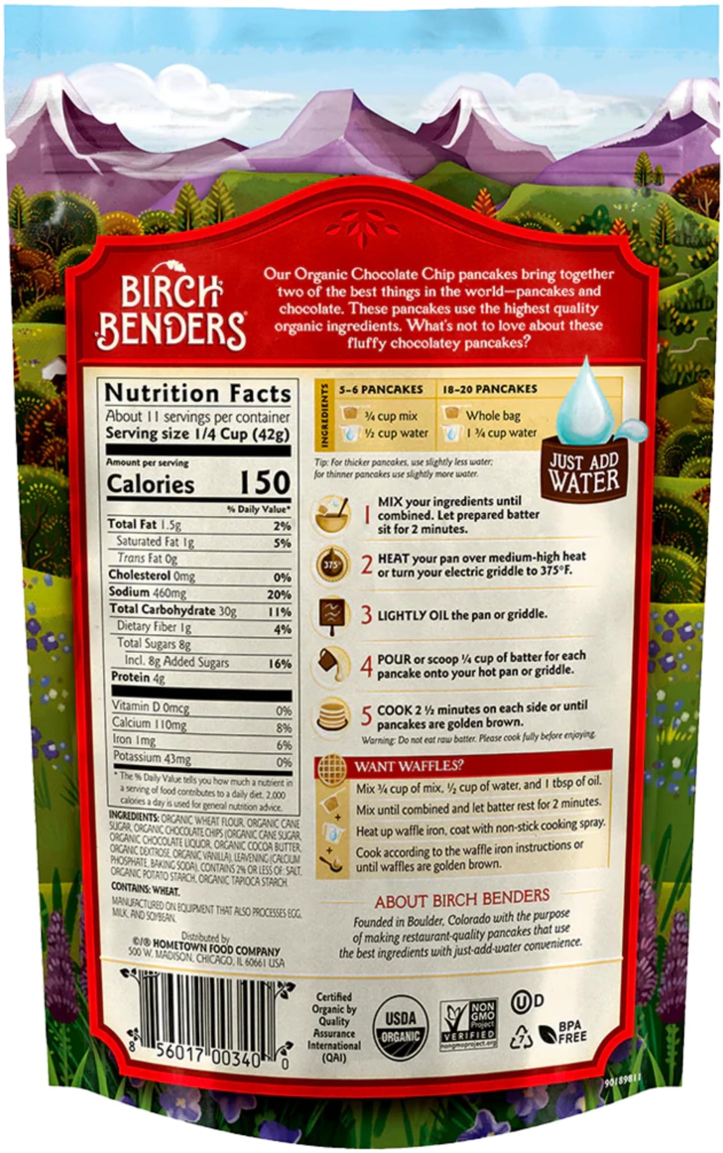 Organic Pancake and Waffle Mix, Classic Recipe by Birch Benders, Whole Grain, Non-GMO, Just Add Water, 16oz (Packaging may vary)