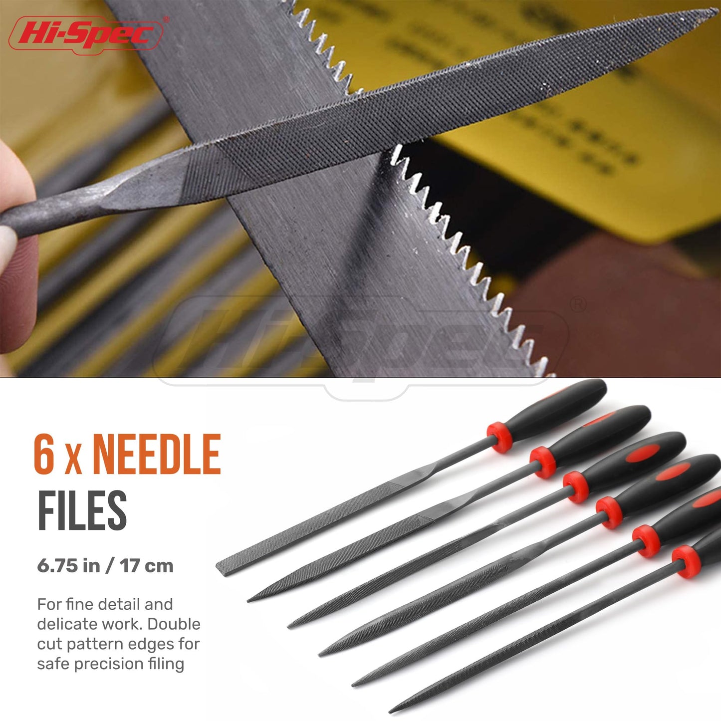 Hi-Spec 17 Piece Metal Hand & Needle File Tool Kit Set. Large & Small Mini T12 Carbon Steel Flat, Half-Round, Round & Triangle Files. Complete in a Zipper Case with a Brush