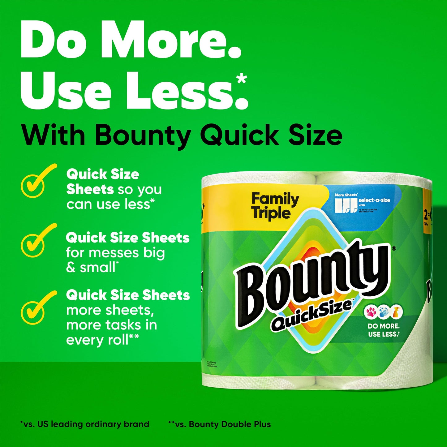 Bounty Paper Towels Quick Size, White, 16 Family Rolls = 40 Regular Rolls (Packaging May Vary)
