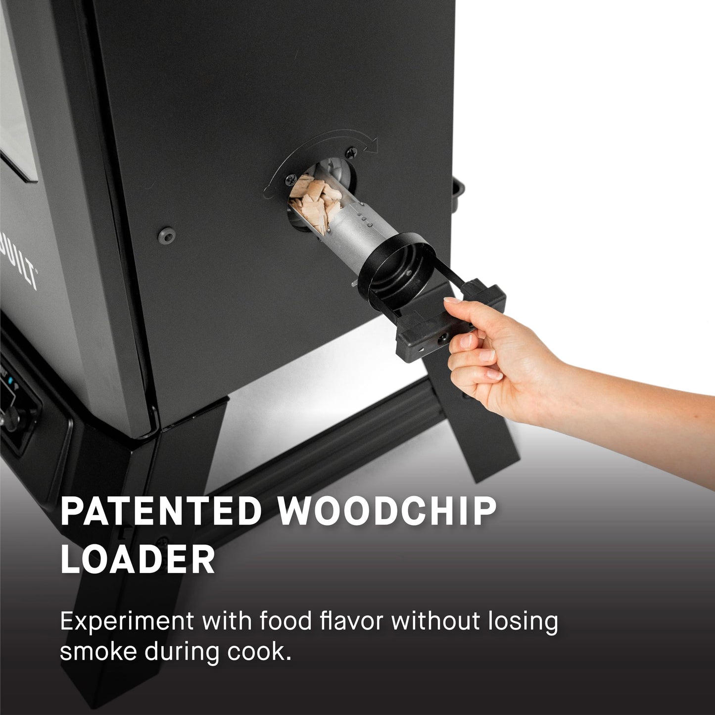 Masterbuilt® 30-inch Digital Electric Vertical BBQ Smoker with Leg Kit, Side Wood Chip Loader and 710 Cooking Square Inches in Black, Model MB20070421