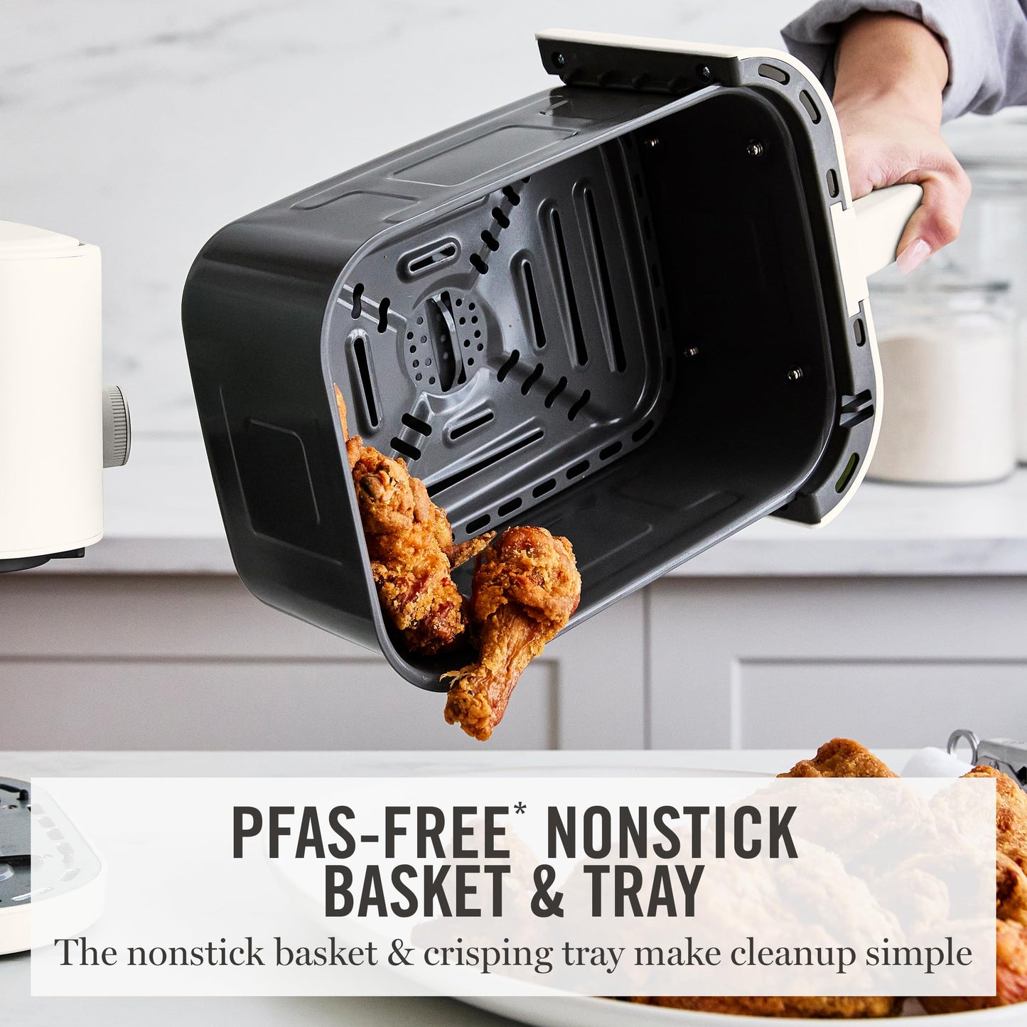 Martha Stewart 6QT Air Fryer, 6-in-1, Bake, Broil, Roast, Air Fry, Dehydrate, Reheat, Ceramic Non-Stick Basket, Crispy Results Fast, 400°F Max Temp, Shake Reminder, Auto Shut-Off, Honeydew Green
