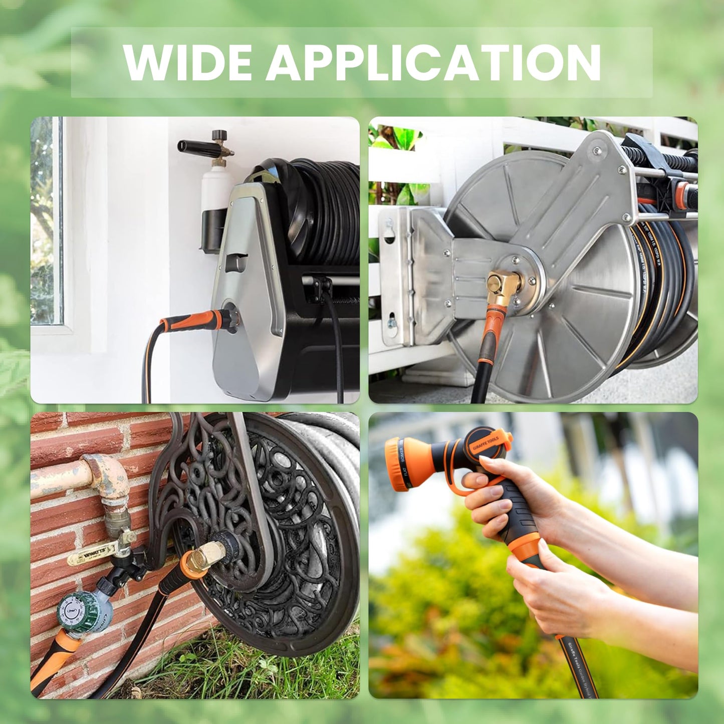 Giraffe Tools Garden Hose 50ft x 5/8", Water Hose Heavy Duty, Flexible, Lightweight Hybrid Hose with Swivel Handle, Male to Female Fittings, Burst 600 PSI