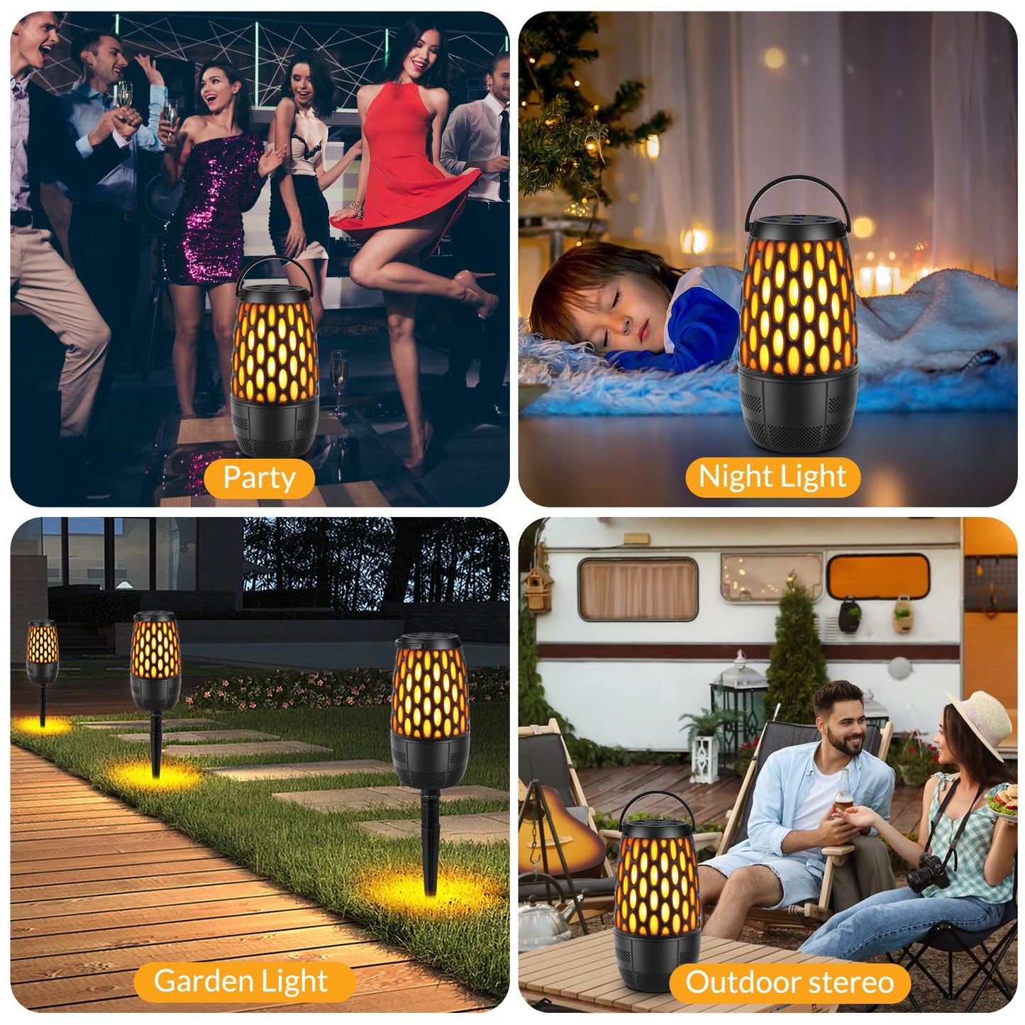 Outdoor Speakers with Lights, Mens Gifts for Birthday,Portable Bluetooth Speaker,HD Stereo Sound,Multi-Sync up to 100 Speakers Auto-Pairing IPX7 Waterproof for Patio/Pool/Camping Cool Gadgets 2 Pack