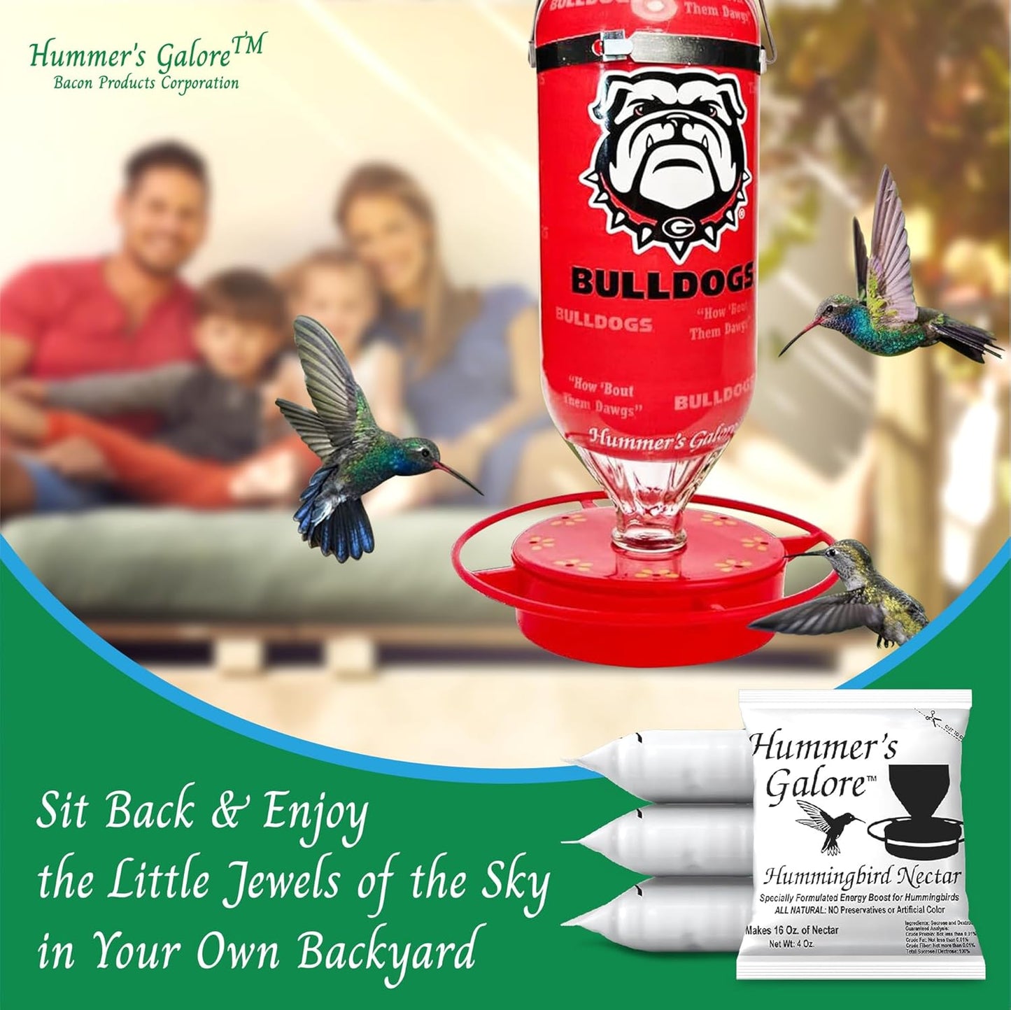 Hummer's Galore Hummingbird Food - Ready-to-Mix Hummingbird Nectar, All-Natural Nectar Collector Formula, No Preservatives or Dyes, Makes 64 Ounces (4 Packets Included)