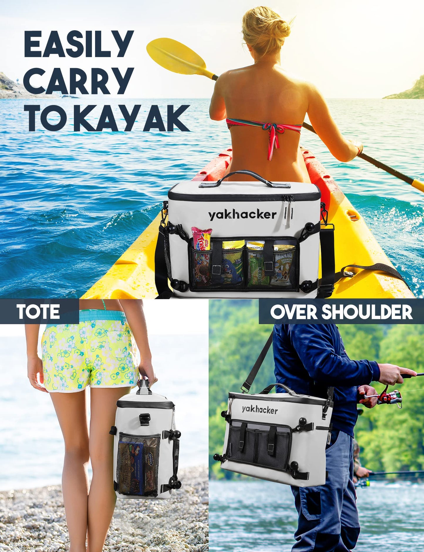 Kayak Cooler, Waterproof Seat Back Cooler for Kayaks with Lawn-Chair Style Seats, Kayak Accessories Cooler Bag, Portable Ice Chest Cooler for Kayaking, Travel, Lunch, Beaches &Trips