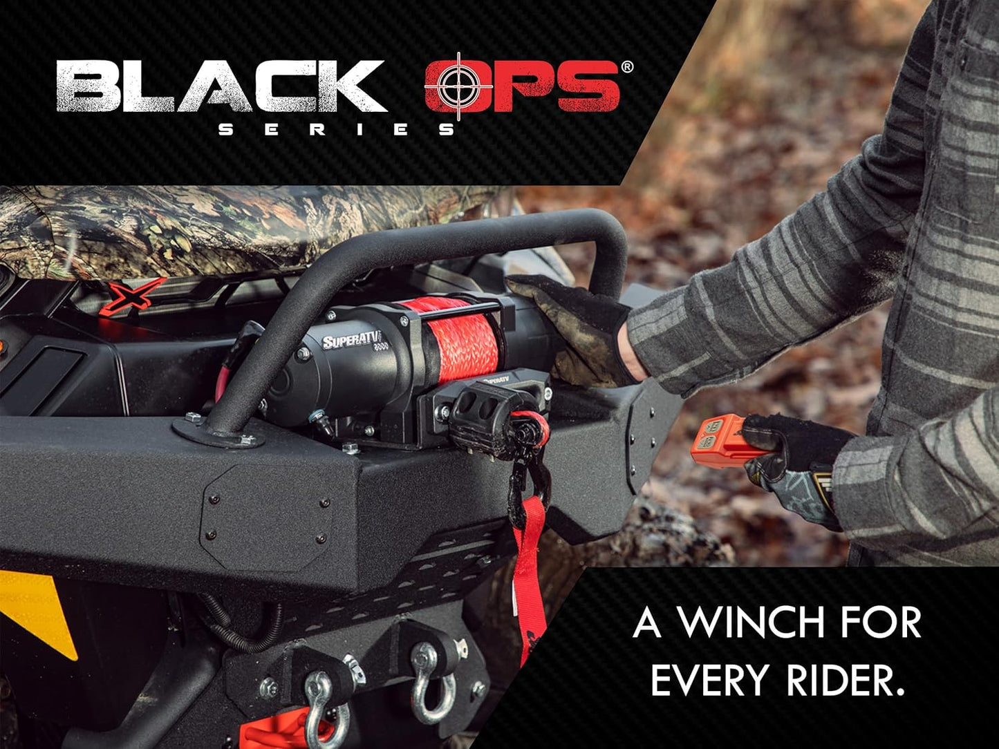 SuperATV 4500 lb Winch For UTV/ATV | Complete Black Ops Winch Kit | Waterproof Seals And Solenoid | 1.3 HP Motor | 166:1 Gear Ratio