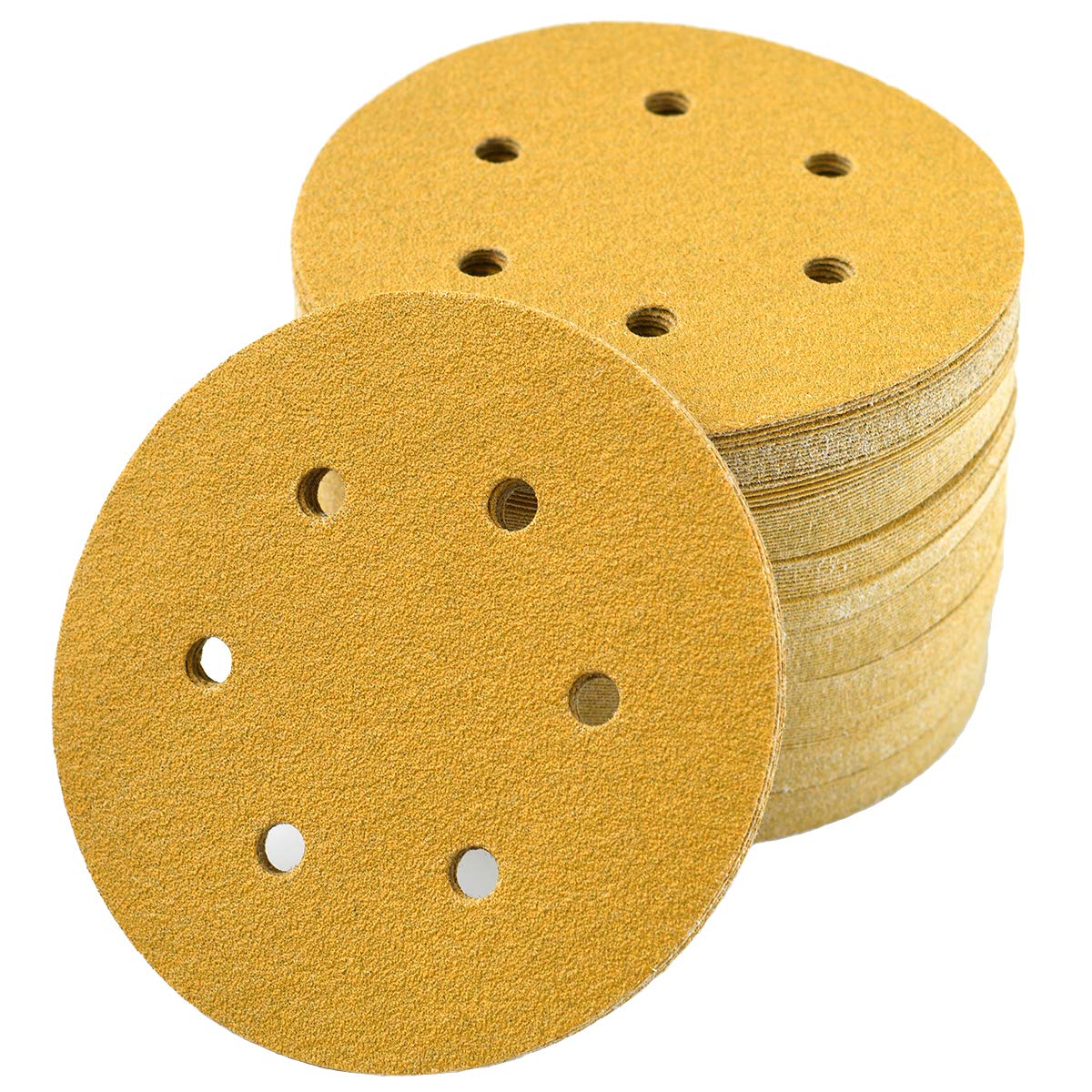 6-Inch 6-Hole Hook and Loop Sanding Discs 600-Grit, Random Orbital Sandpaper for Automotive and Woodworking, 100-Pack