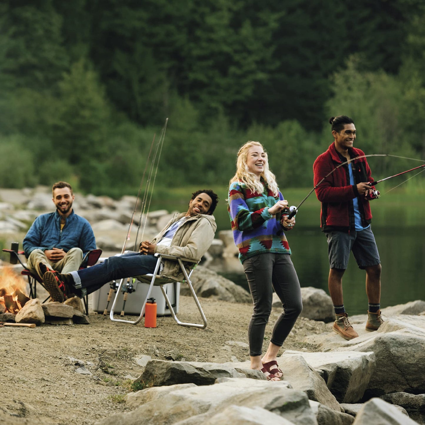 Zebco 33 Spinning Reel and Telescopic Fishing Rod Combo