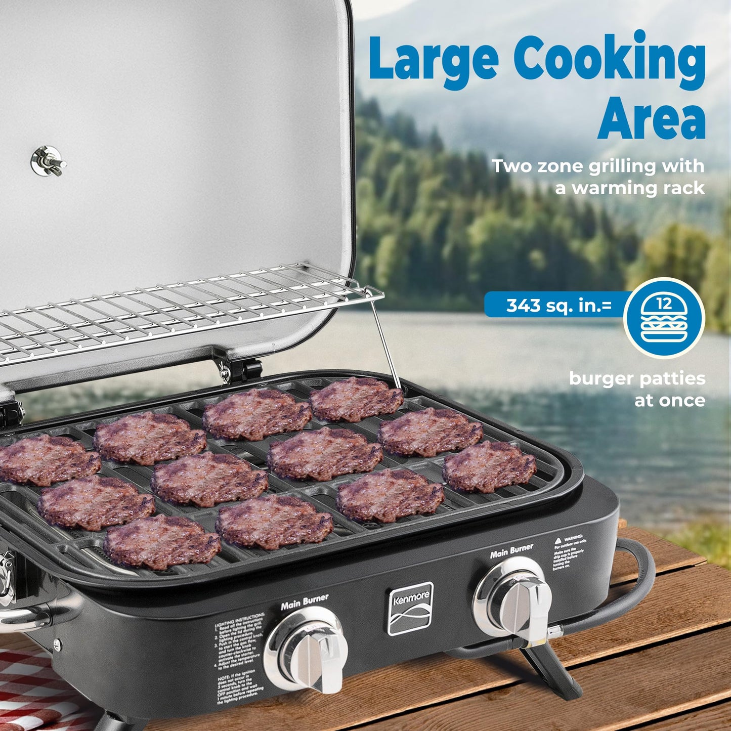 Kenmore 2-Burner Portable Tabletop Retro Gas Grill