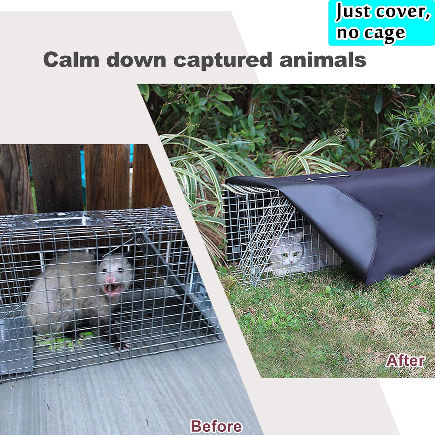 Live Animal Trap Cage Cover, Cat Trap for Stray Cats 32 Inch Folding Skunk Trap with Real Door for Raccoons, Opossums, Groundhogs, Skunks, Feral Cats, Squirrels (Only Cover)