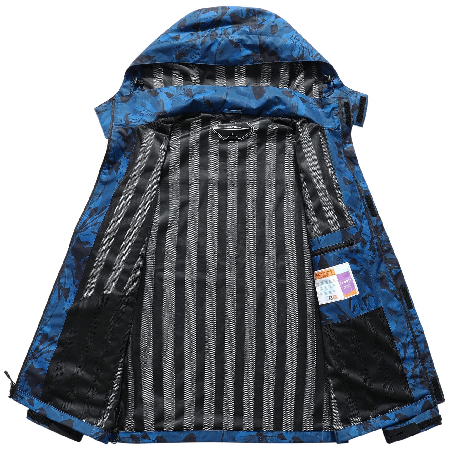 OTU Men's Lightweight Waterproof Hooded Rain Jacket Outdoor Raincoat Shell Jacket for Hiking Travel