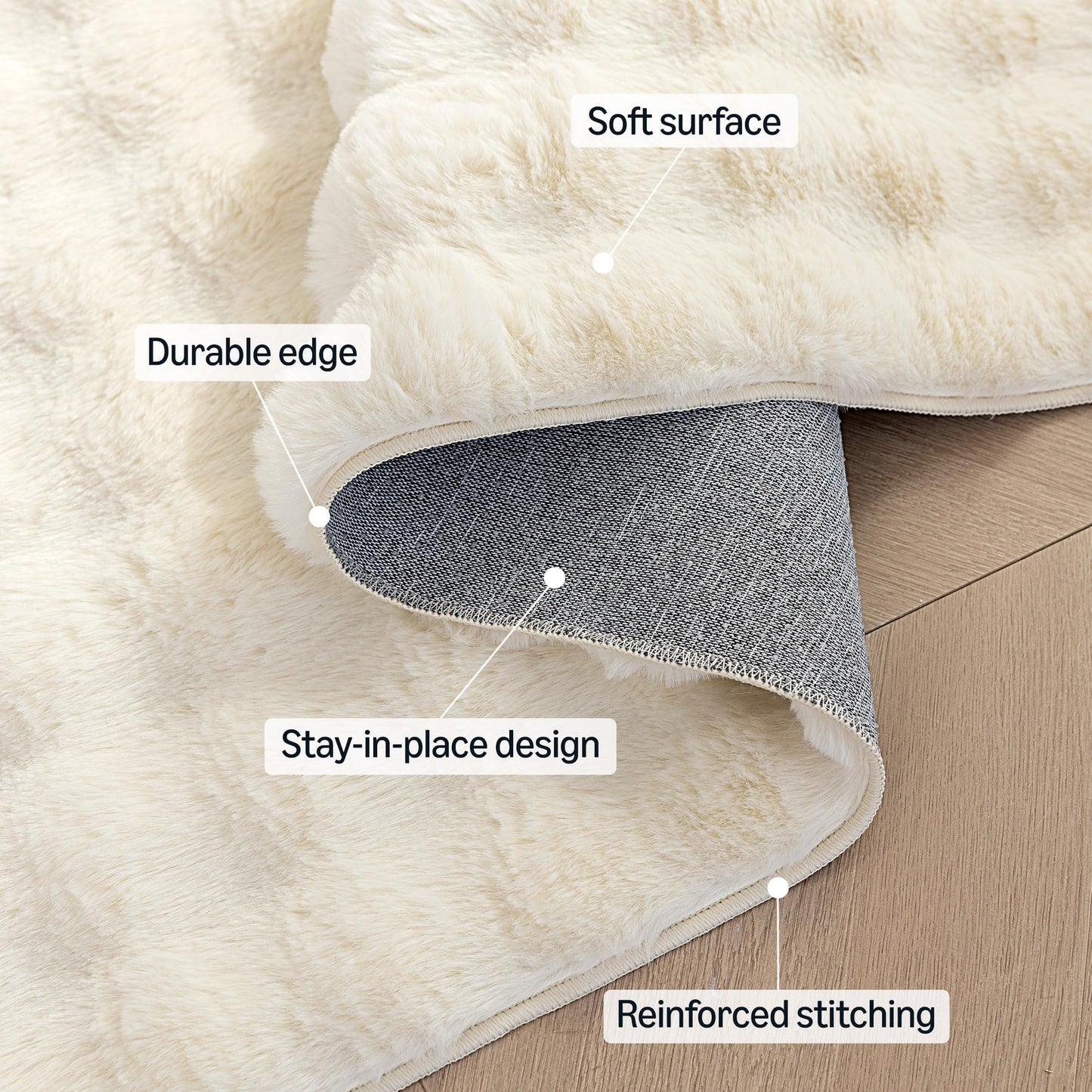 Amazon Basics Indoor Area Rug, 3D Bubble Washable Home Decor Carpet for Living Room, Bedroom, 5' W × 7' L, Beige