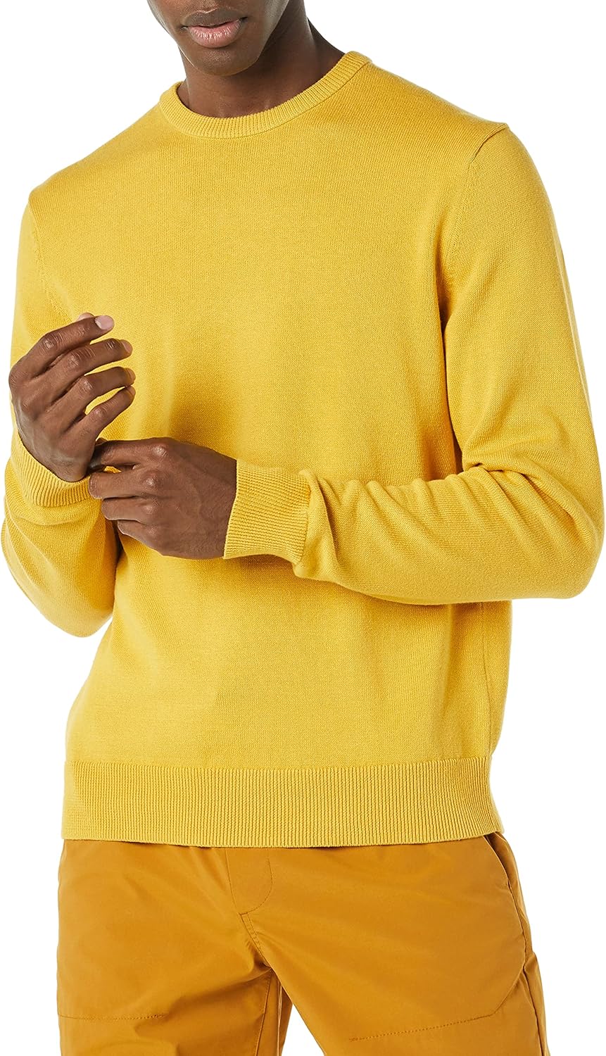 Amazon Essentials Men's Long-Sleeve Crewneck Sweater, 100% Cotton, Big & Tall Options Available