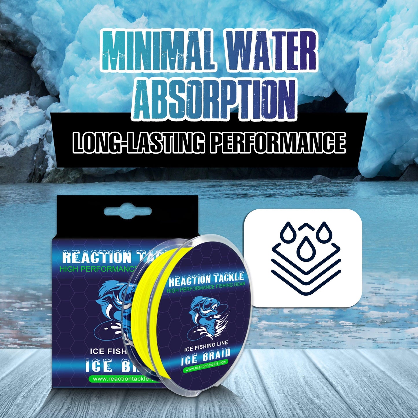 Reaction Tackle Ice Fishing Braided Fishing Line, Tip-Up Line, 8 Strands, Zero Memory Super Stong Pro Grade Power Ice Braided Line 150 Yard Spools