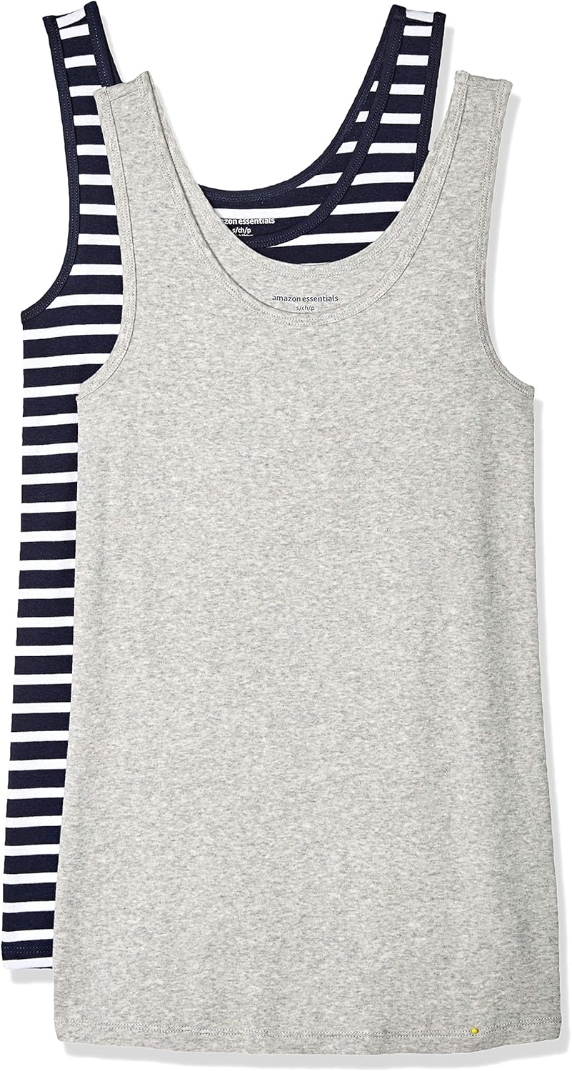 Amazon Essentials Women's Slim-Fit Scoop Neck Tank Top, Pack of 2