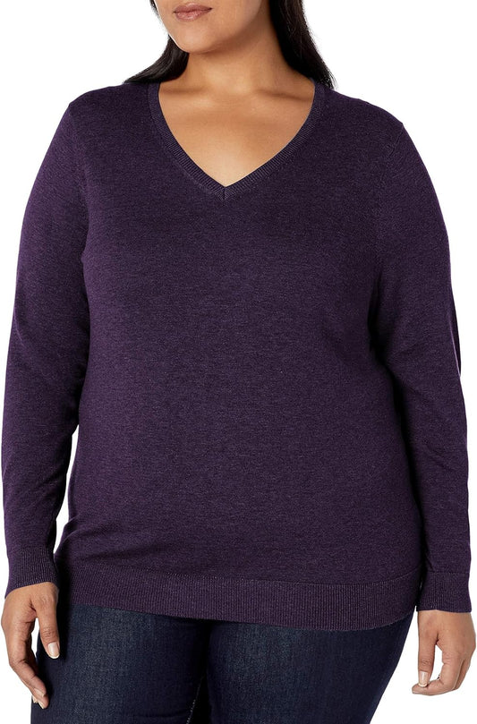 Amazon Essentials Women's Regular-Fit Lightweight Long-Sleeve V-Neck Sweater