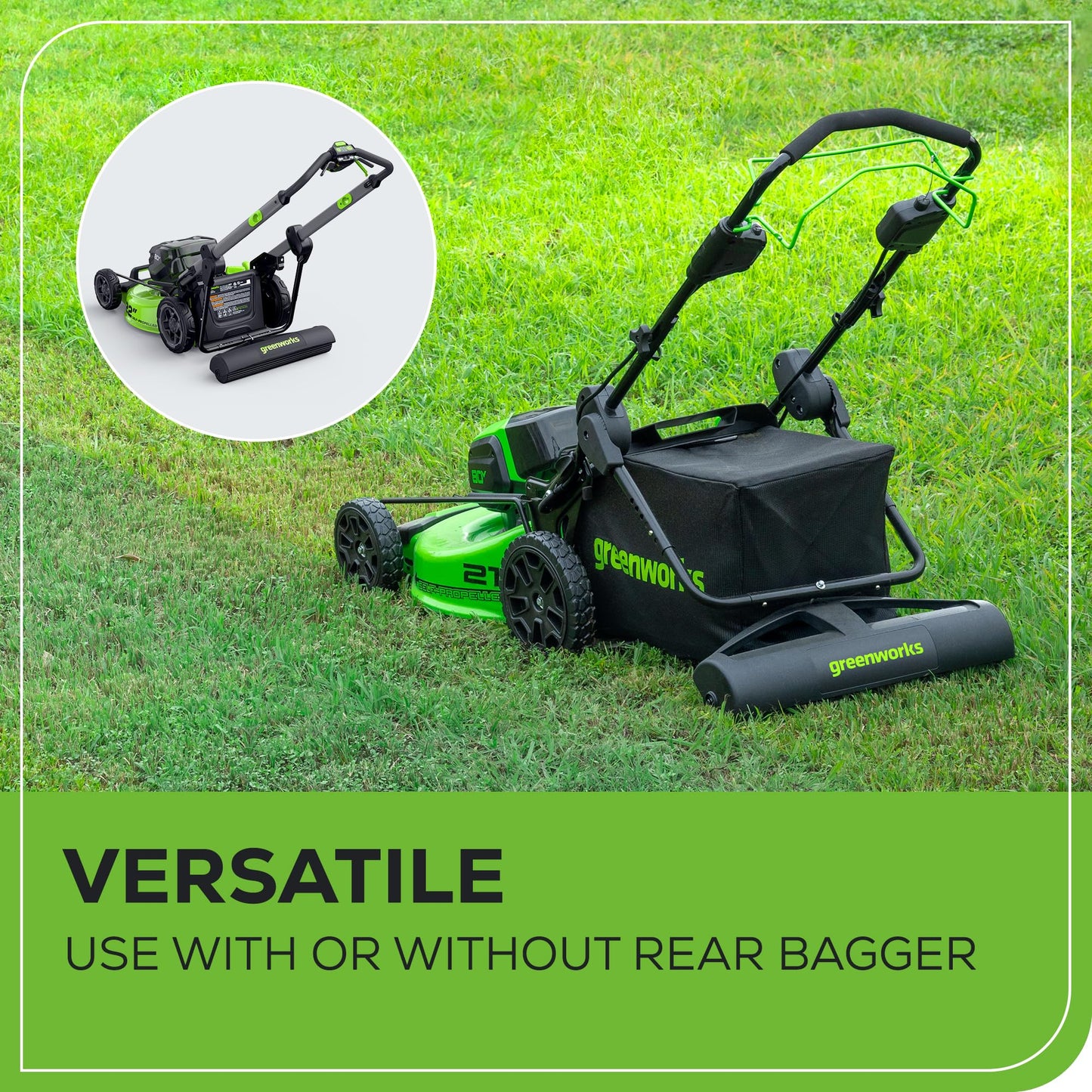 Greenworks 80V 21" Brushless Cordless (Push) Lawn Mower (75+ Compatible Tools), (2) 2.0Ah Batteries and 30 Minute Rapid Charger Included