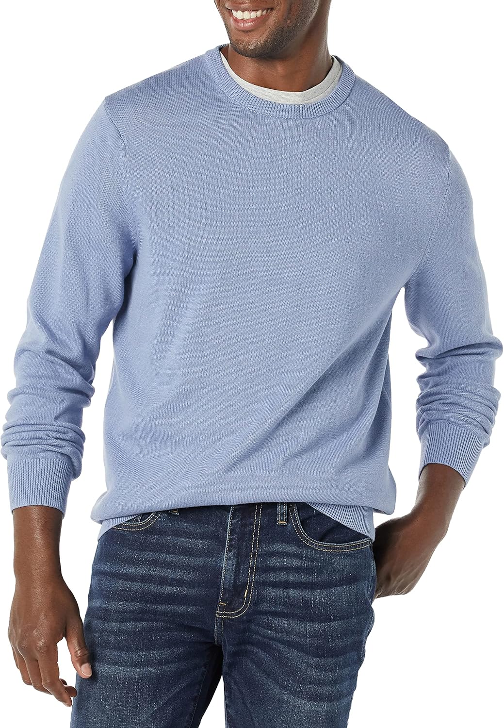 Amazon Essentials Men's Long-Sleeve Crewneck Sweater, 100% Cotton, Big & Tall Options Available