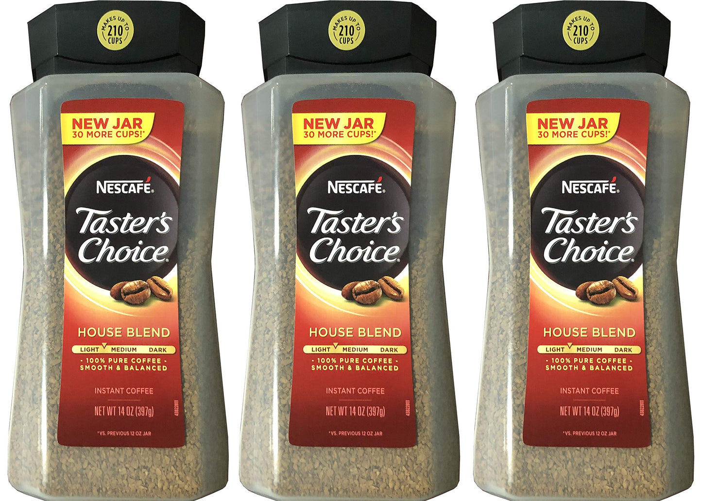 NESCAFÉ Taster's Choice Instant Coffee Light Medium Roast, House Blend, 2 Jars (7 Oz Each)