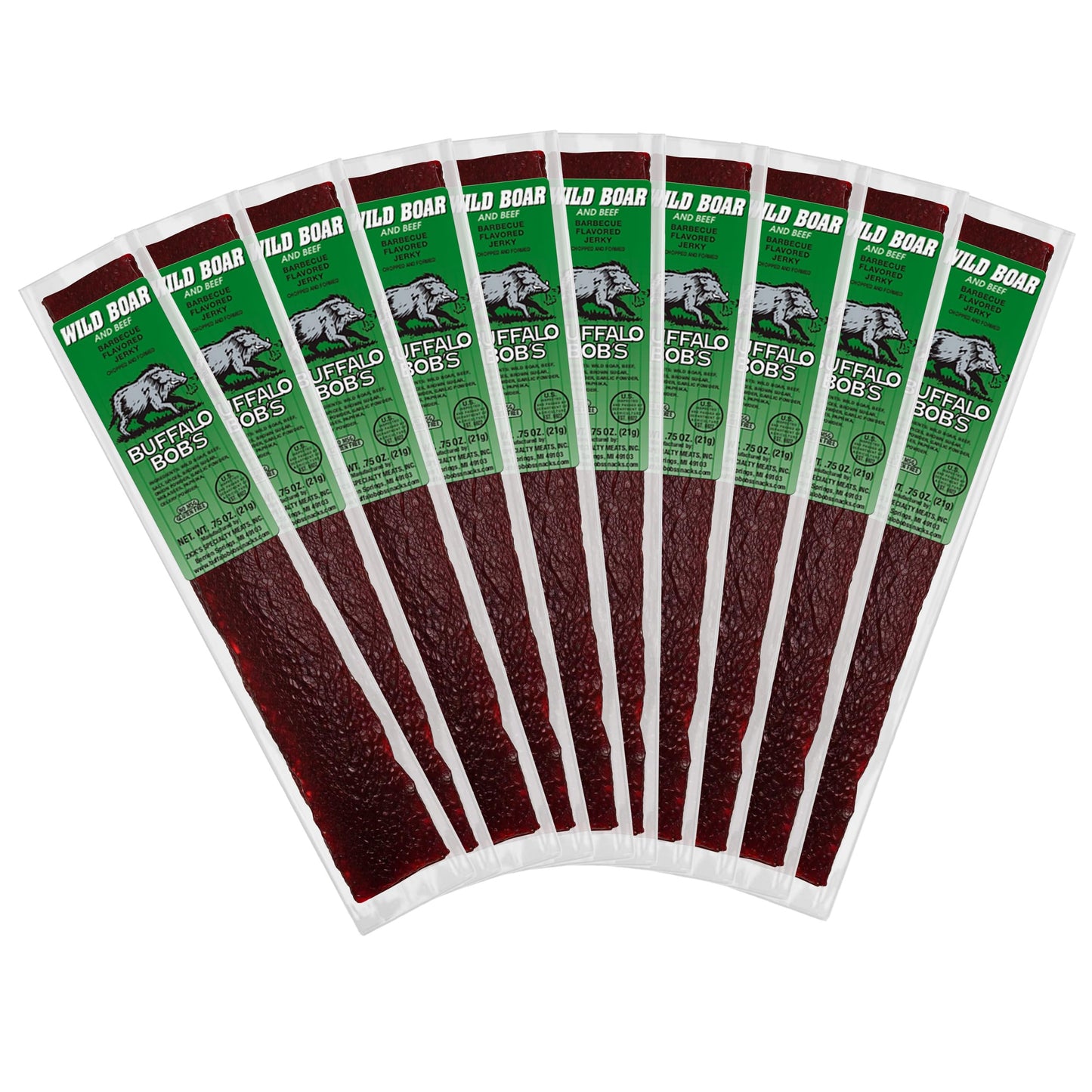 Buffalo Bob's Exotic Jerky (10-Pack), 10 Flavor Variety Pack of Snack Sticks, Wild Game Beef Gifts for Men