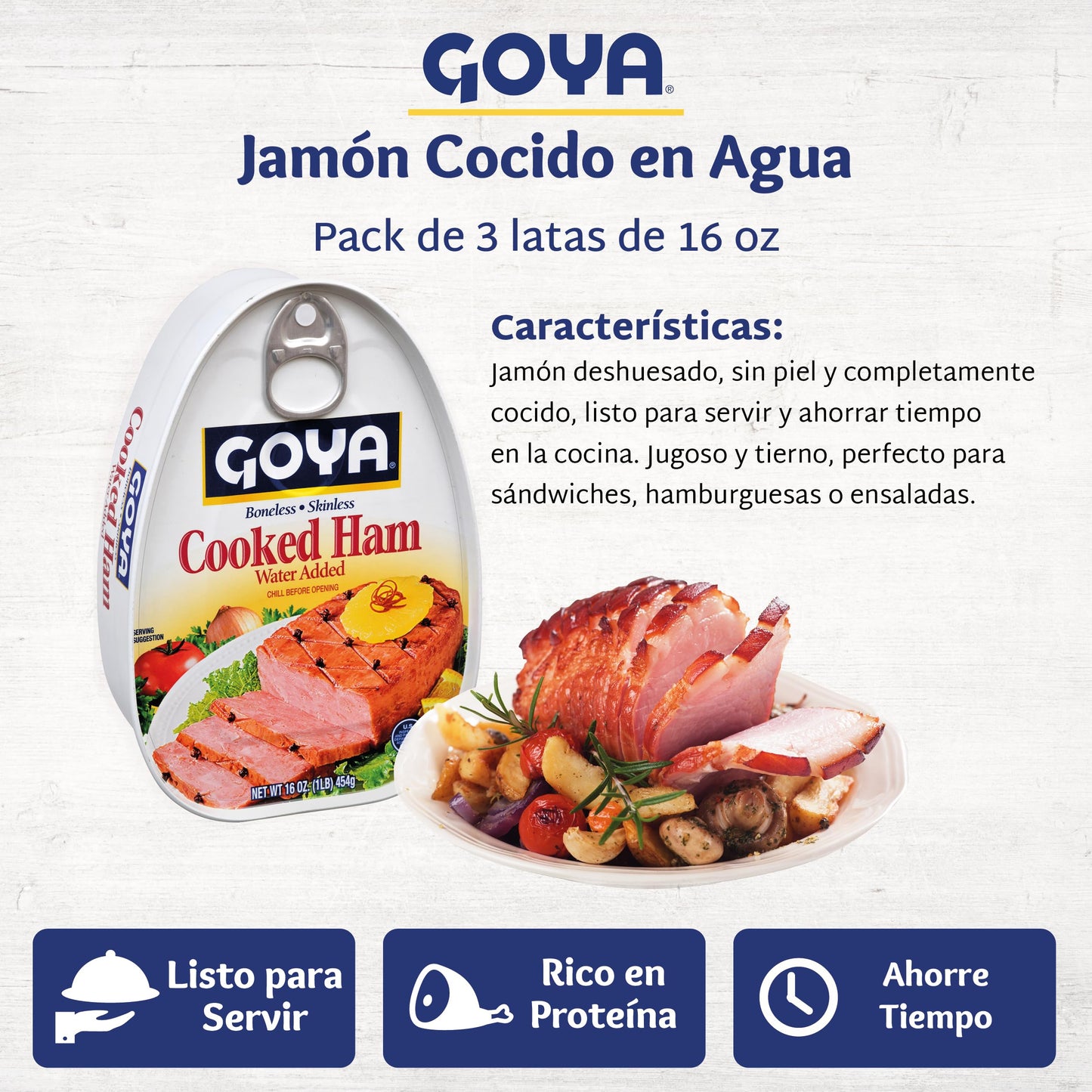 Goya Foods Cooked Ham, 16 Ounce (Pack of 12)