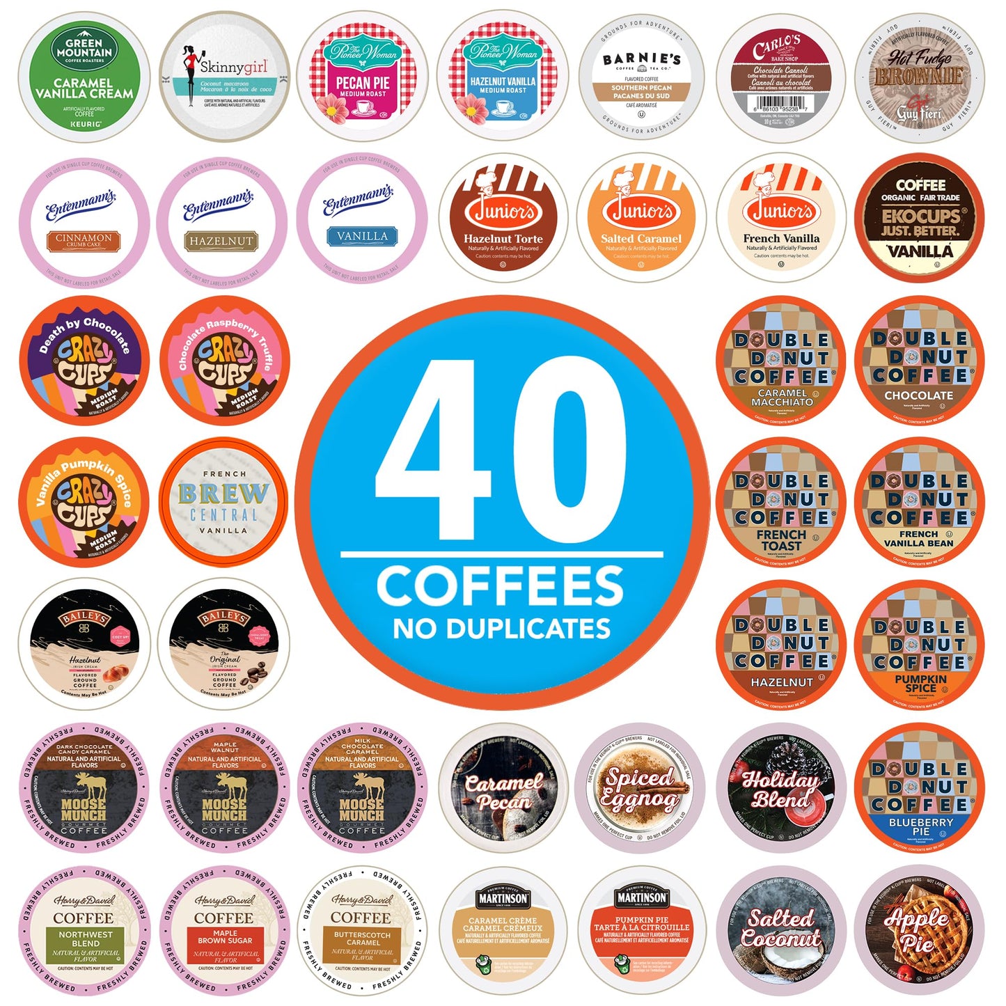 Flavored Decaf Coffee Pods Variety Pack Compatible with Keurig K Cups Brewers, 40 Count, Assorted Decaffeinated Flavored Coffee Sampler(Pack of 1)