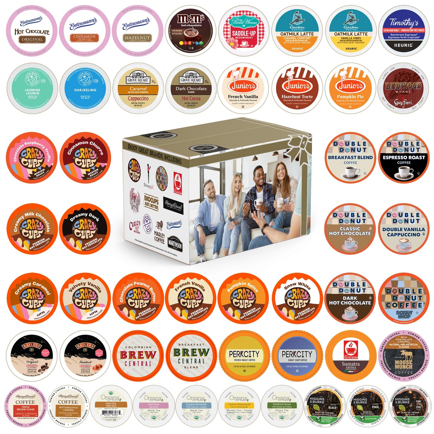 Flavored Decaf Coffee Pods Variety Pack Compatible with Keurig K Cups Brewers, 40 Count, Assorted Decaffeinated Flavored Coffee Sampler(Pack of 1)
