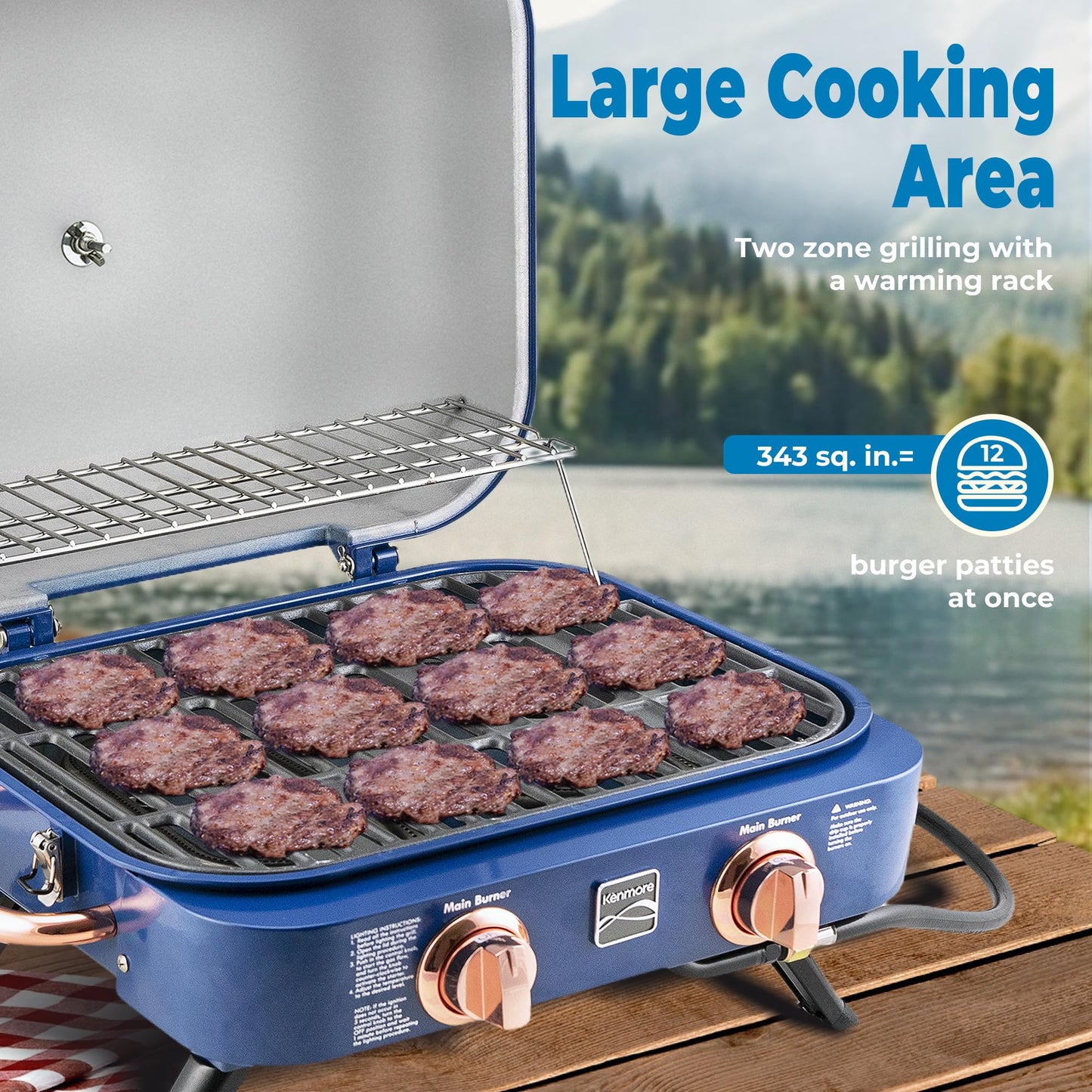 Kenmore 2-Burner Portable Tabletop Retro Gas Grill