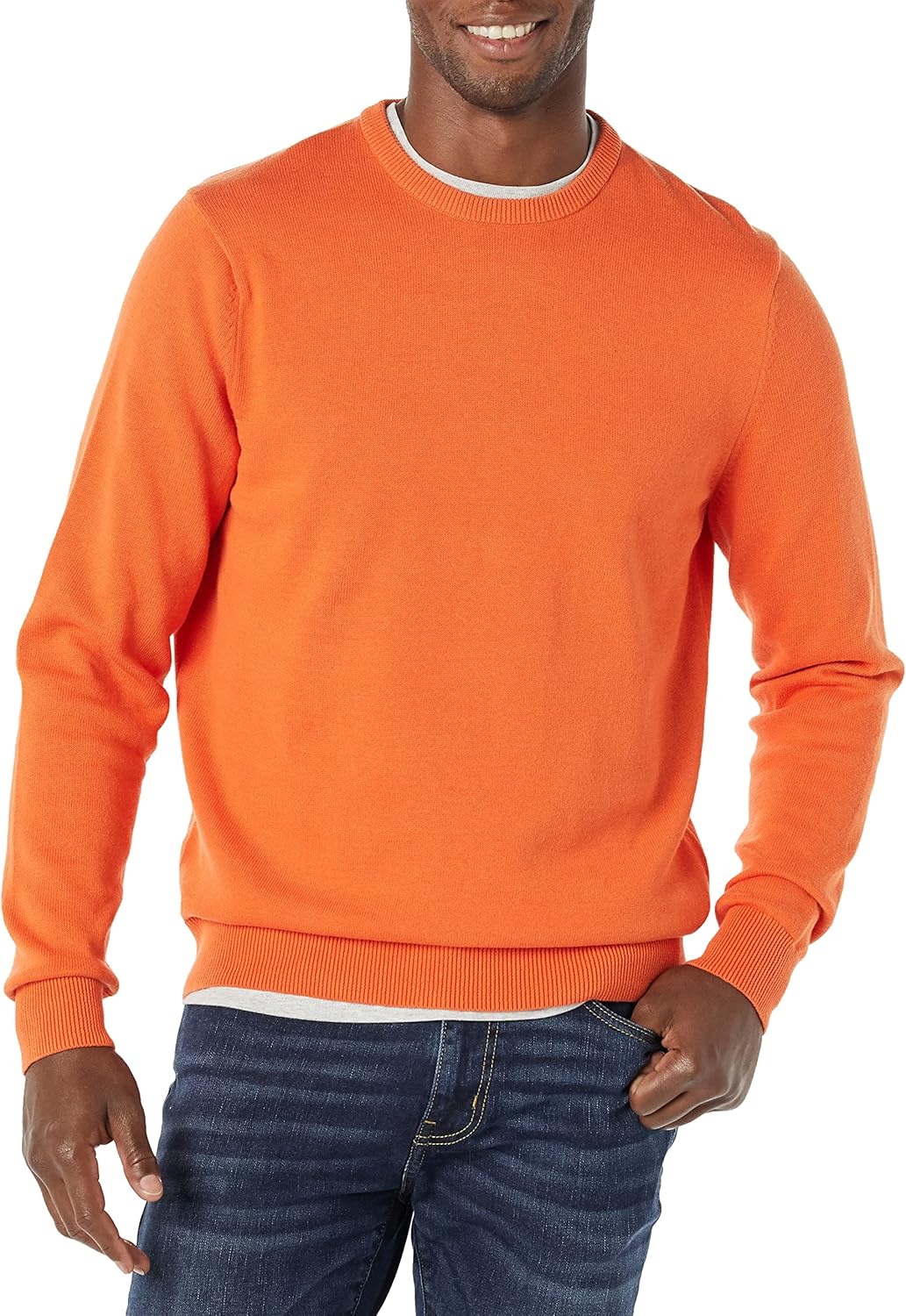 Amazon Essentials Men's Long-Sleeve Crewneck Sweater, 100% Cotton, Big & Tall Options Available