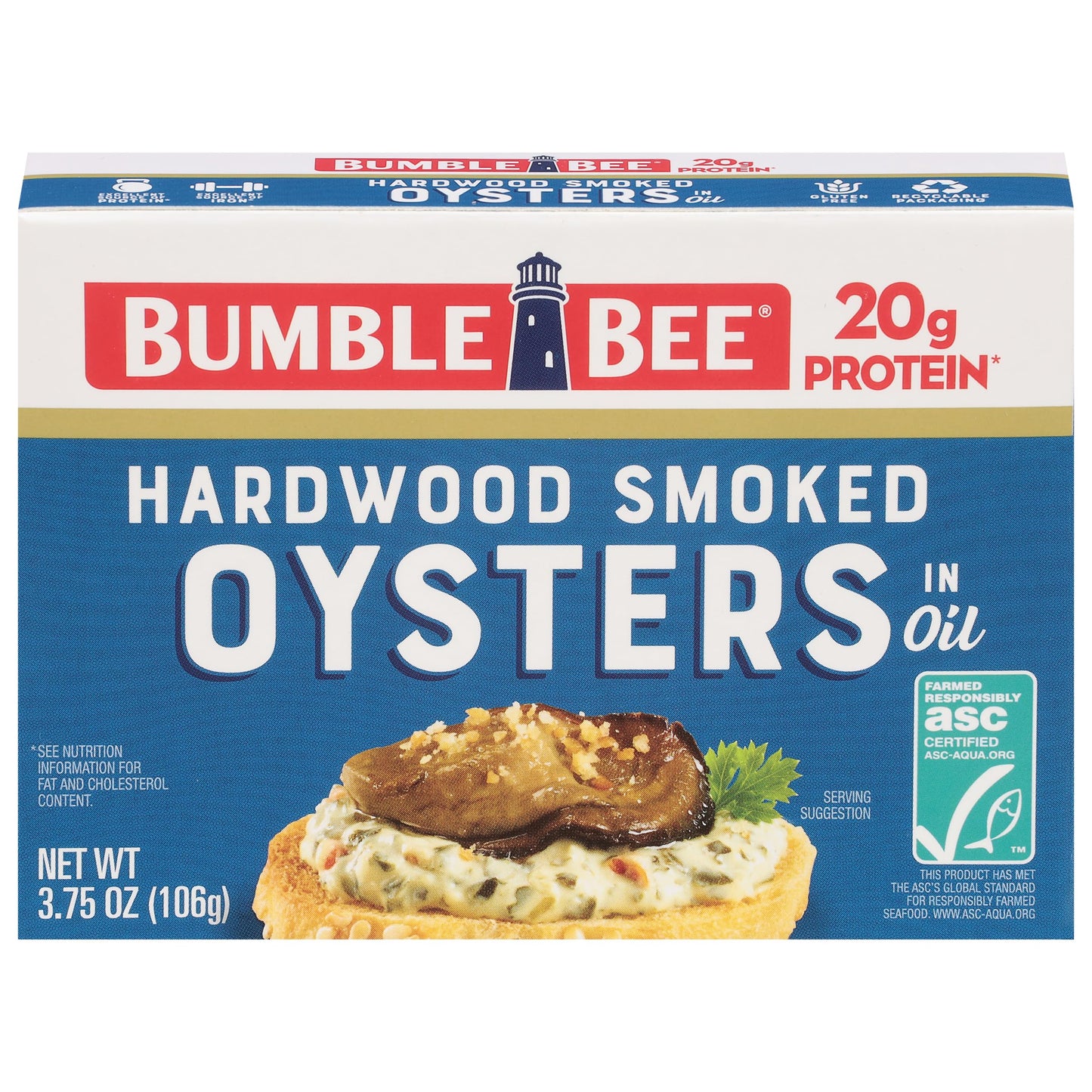 Bumble Bee Hot & Spicy Hardwood Smoked Oysters, 3.75 oz Tin (Pack of 12) - 20g Protein per Serving, Gluten Free, Keto