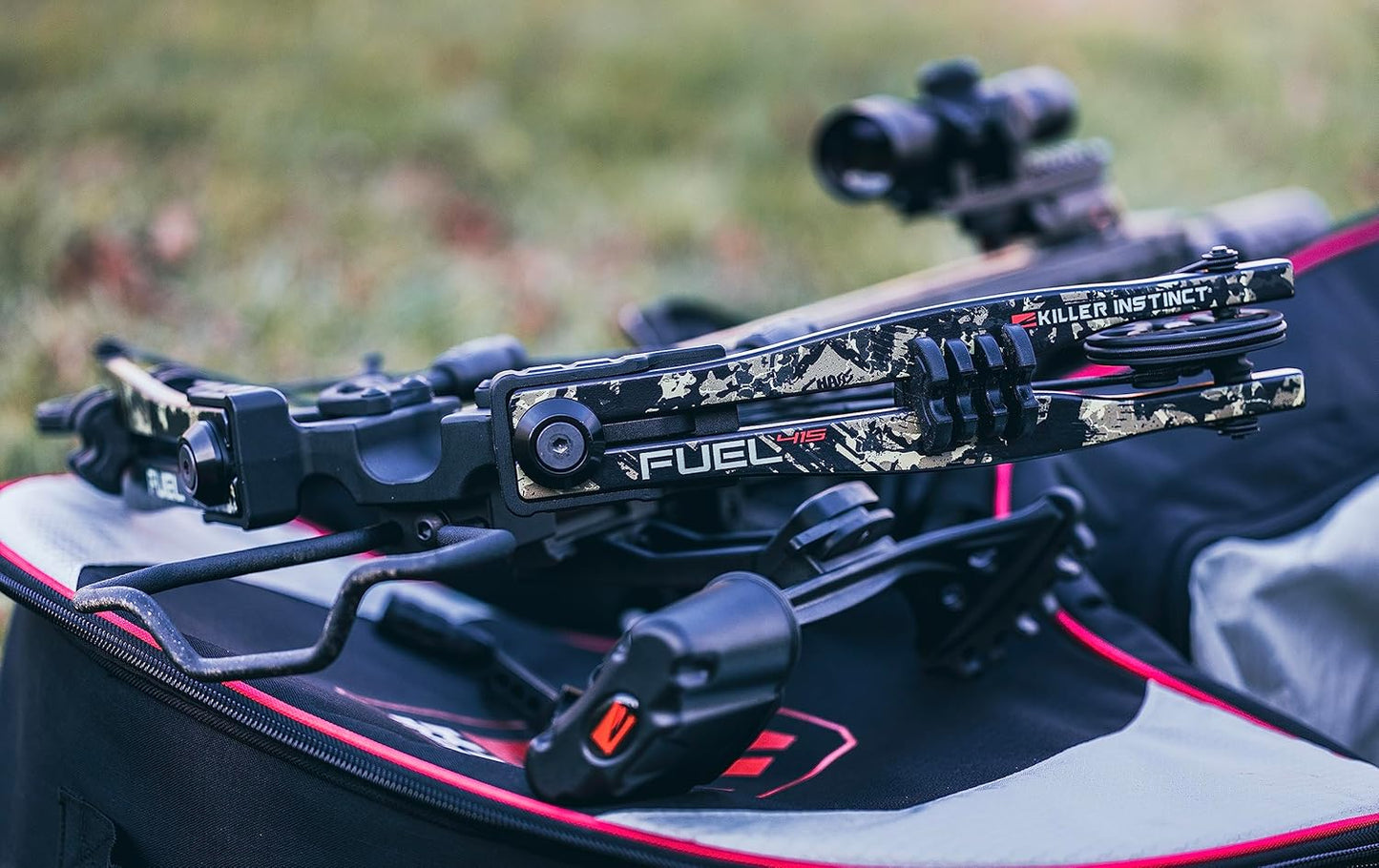 Killer Instinct Fuel 415 Crossbow Package. The Fuel 415 Pro Package is Equipped with a Lumix Scope, 3 Hypr Lite Bolts, Quiver, with an Integrated RDC Crank Allowing for Fast and Easy Reloads.