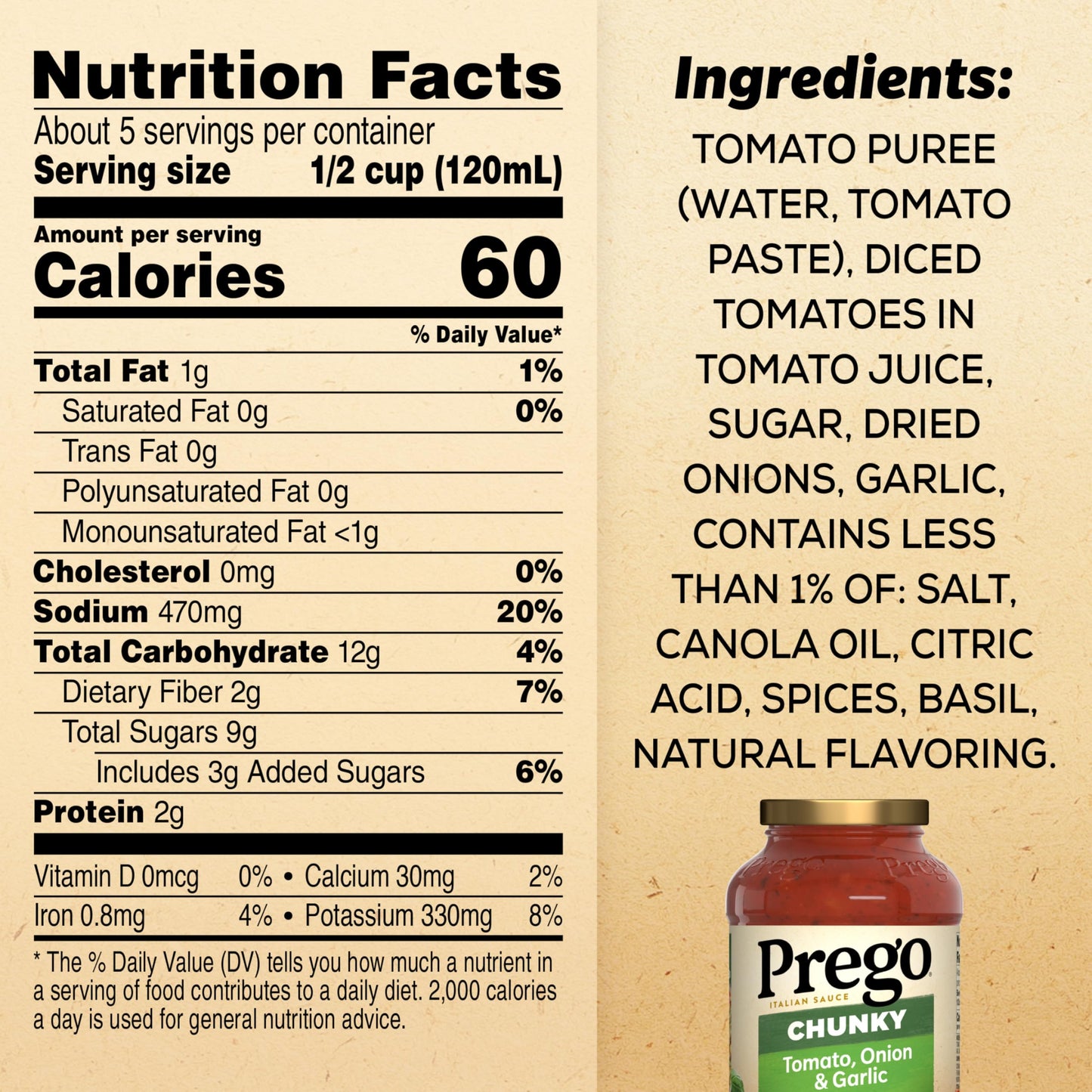 Prego Traditional No Sugar Added Pasta Sauce, 23.5 Oz Jar (Case of 6)
