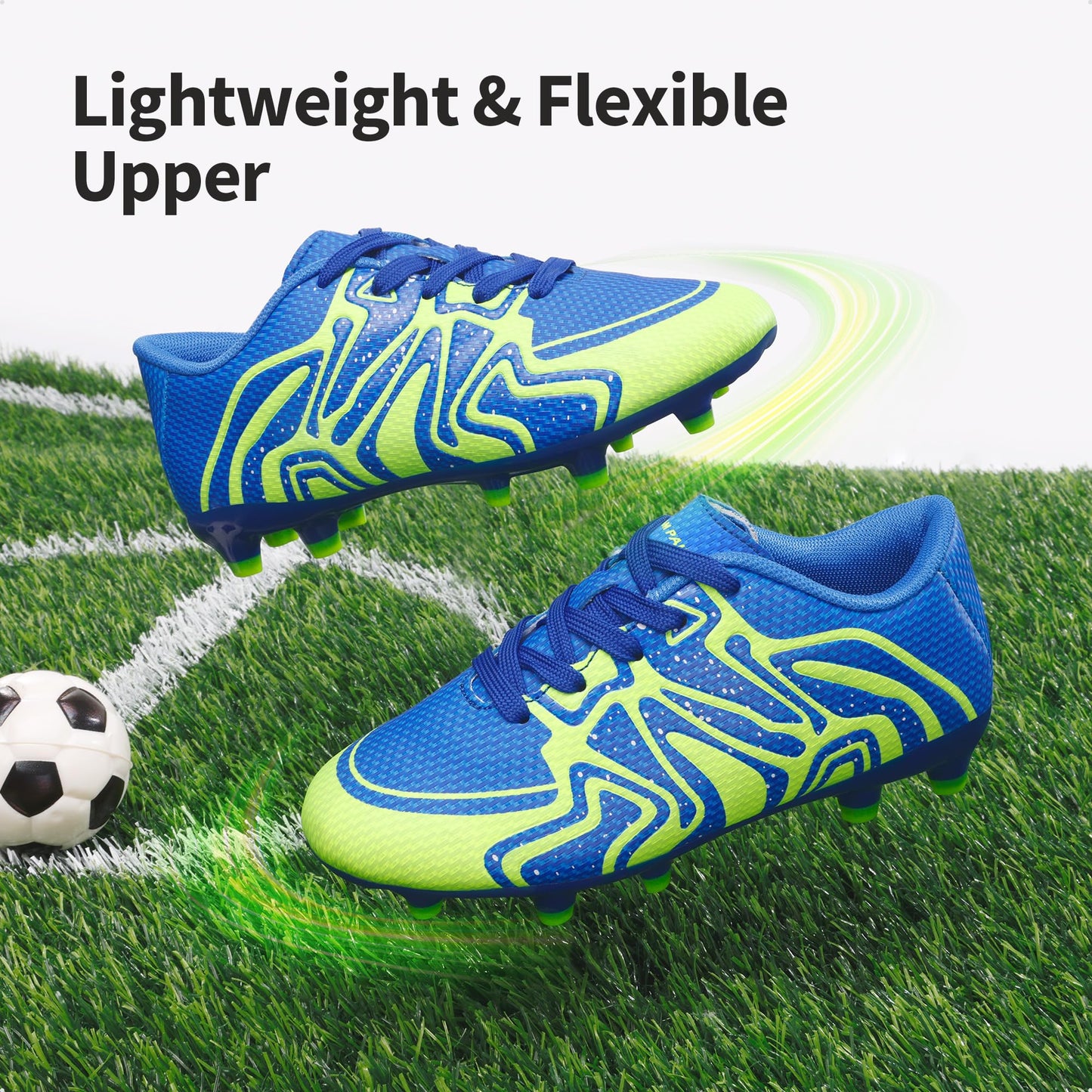 DREAM PAIRS Boys Girls Soccer Cleats Youth Firm Groud Baseball Cleats Sport Athletic Outdoor Trainning Football Shoes for Little/Big Kid,Size 13 Little Kid,Royal/Lemon/Green/Silver,160472-K