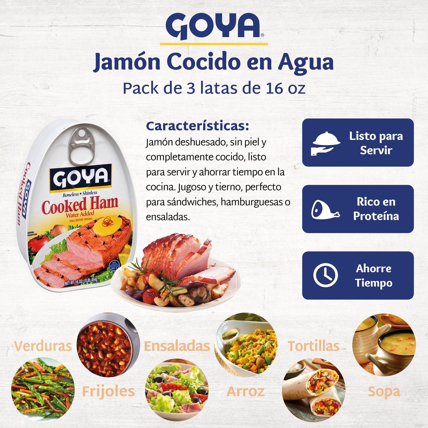 Goya Foods Cooked Ham, 16 Ounce (Pack of 12)
