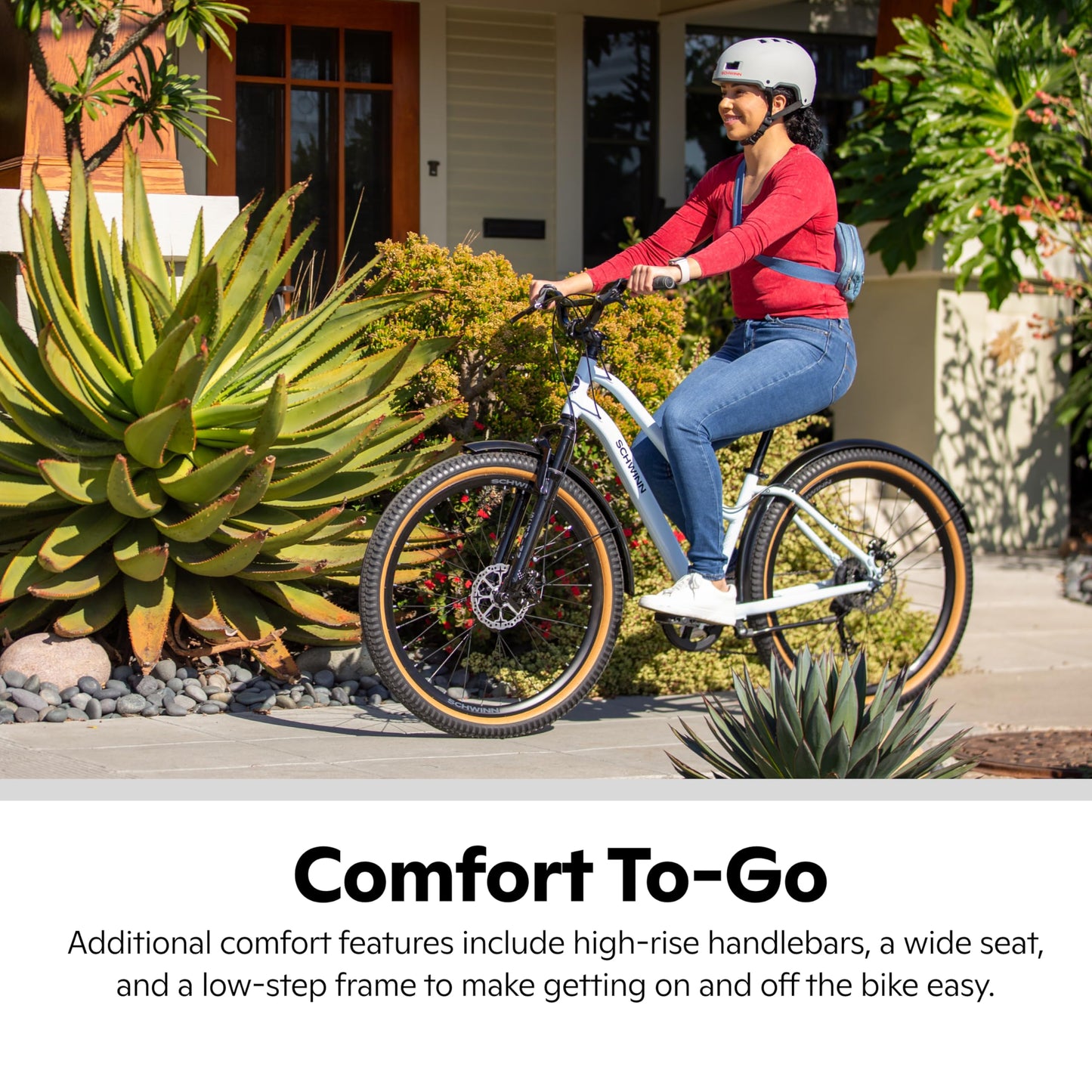 Schwinn Vega CE Hybrid Bike, 27.5 Inch Mens and Womens Bike, 8-Speed Hybrid Bicycle, Foot-Down Geometry, Suspension Fork, High-Rise Handlebars, Wide Seat, Fenders, Adult Bicycle