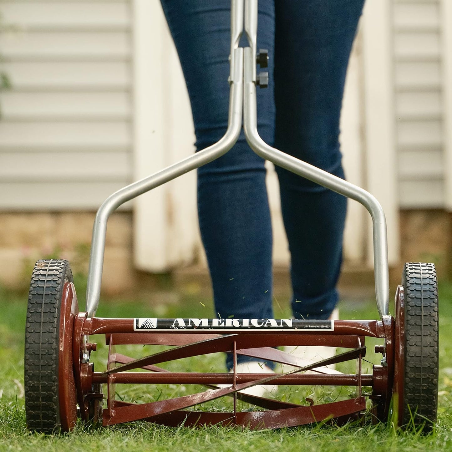 American Lawn Mower Company 1204-14 14-Inch 4-Blade Push Reel Lawn Mower, Red